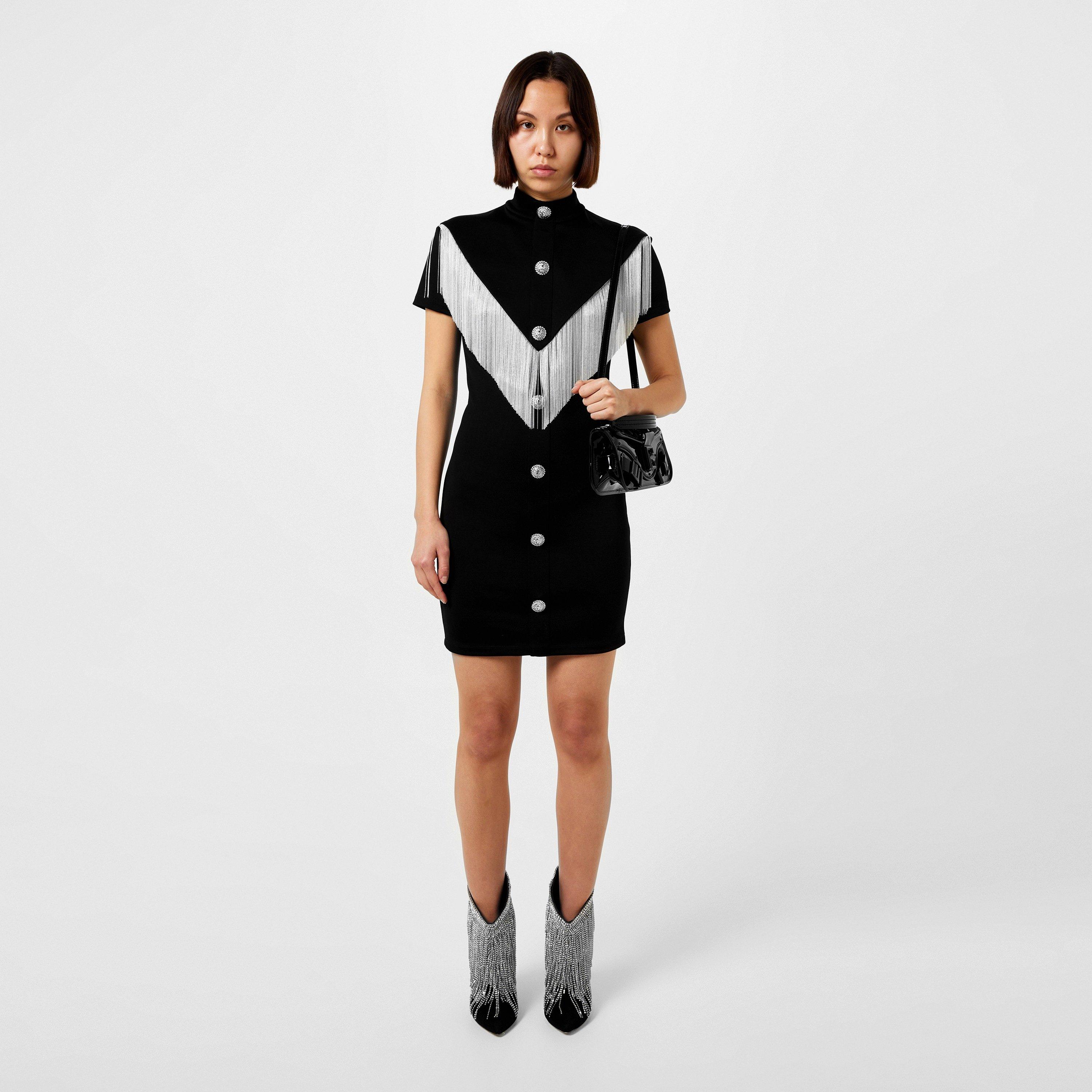 NOIR/ARGENT - Balmain - Fringed Mini Dress - 1