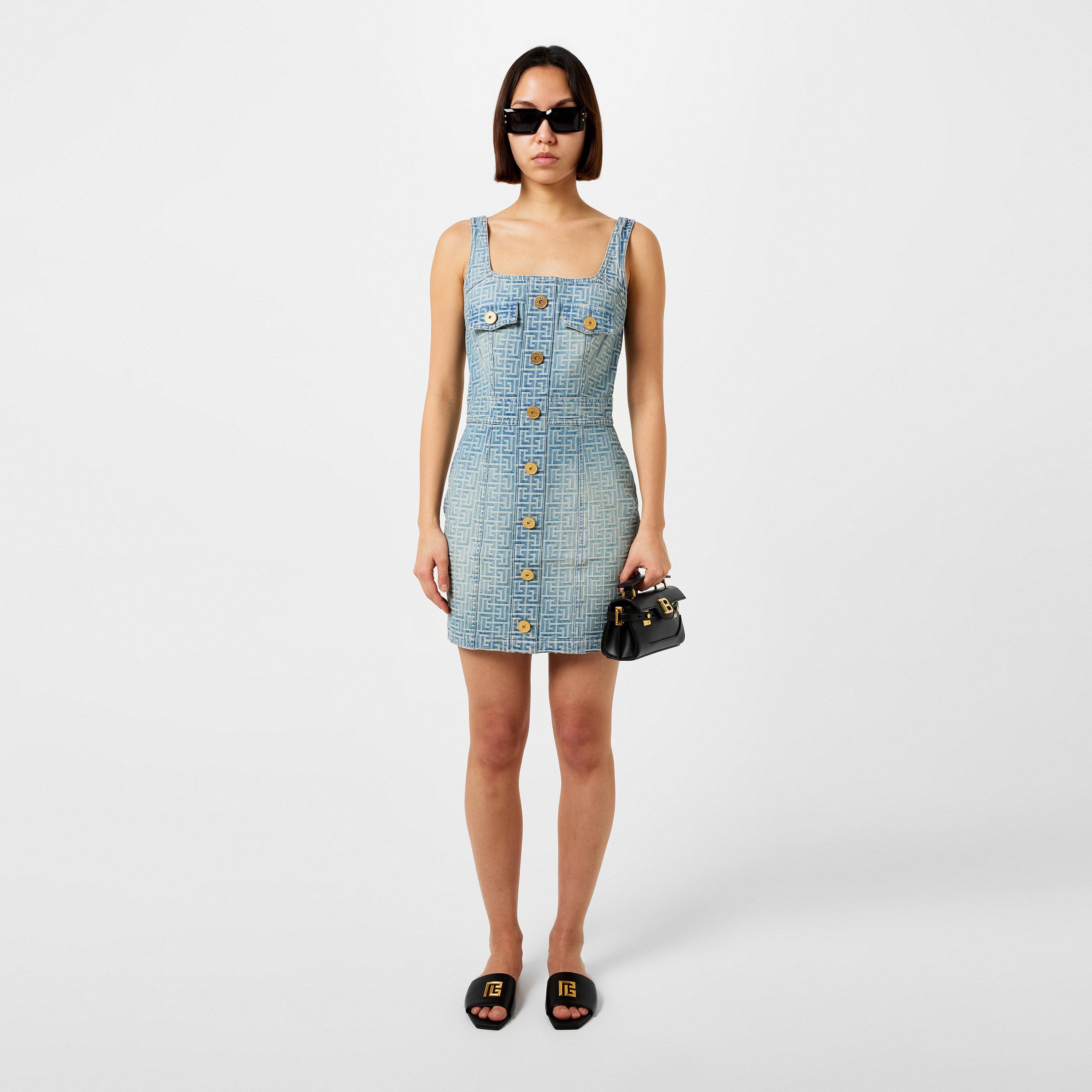 Balmain Monogrammed Short Denim Dress | Flannels