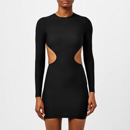 Balenciaga Cut Out Long Sleeve Mini Dress