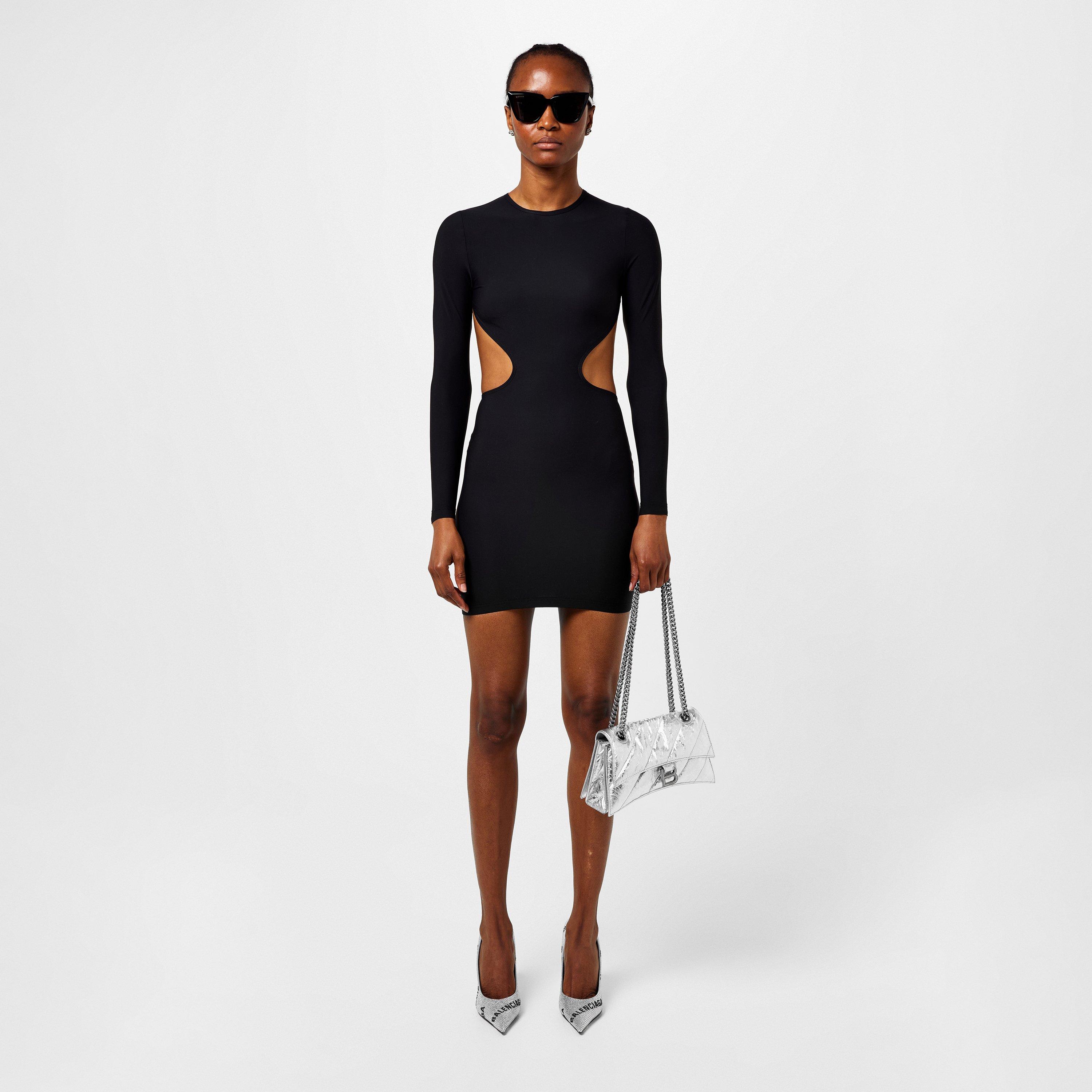 Black - Balenciaga - Cut Out Long Sleeve Mini Dress - 4