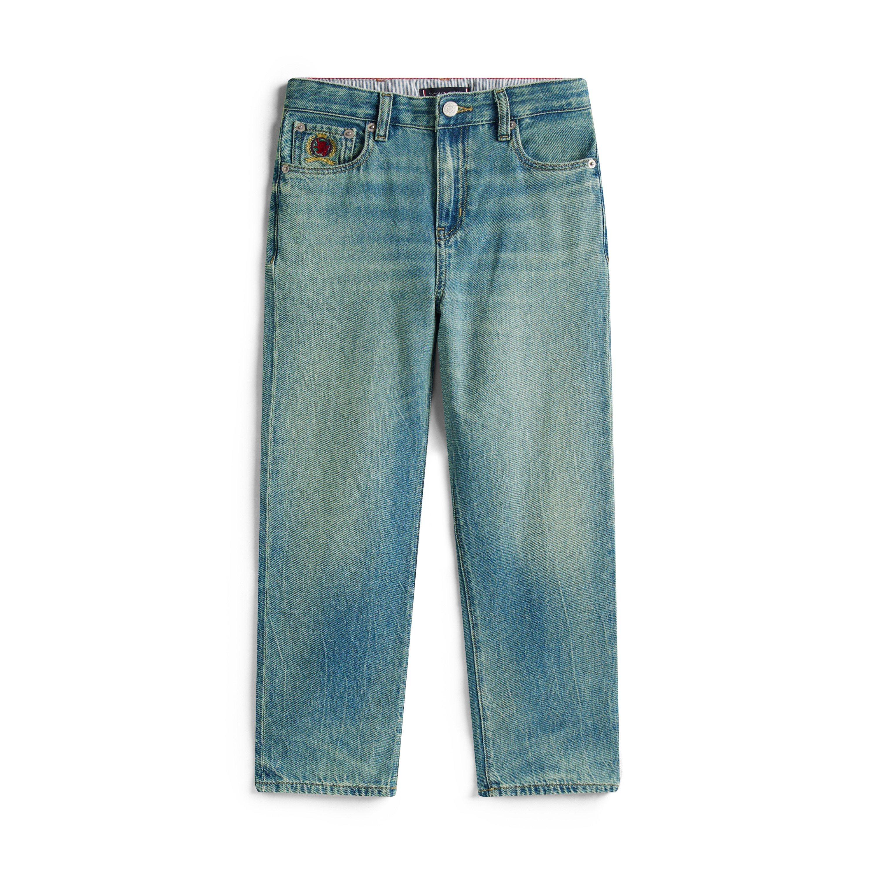 Tommy Hilfiger Kids' Durable Denim Adjustable Waist Straight Leg Jeans - Worn 1CH - Size 14Y