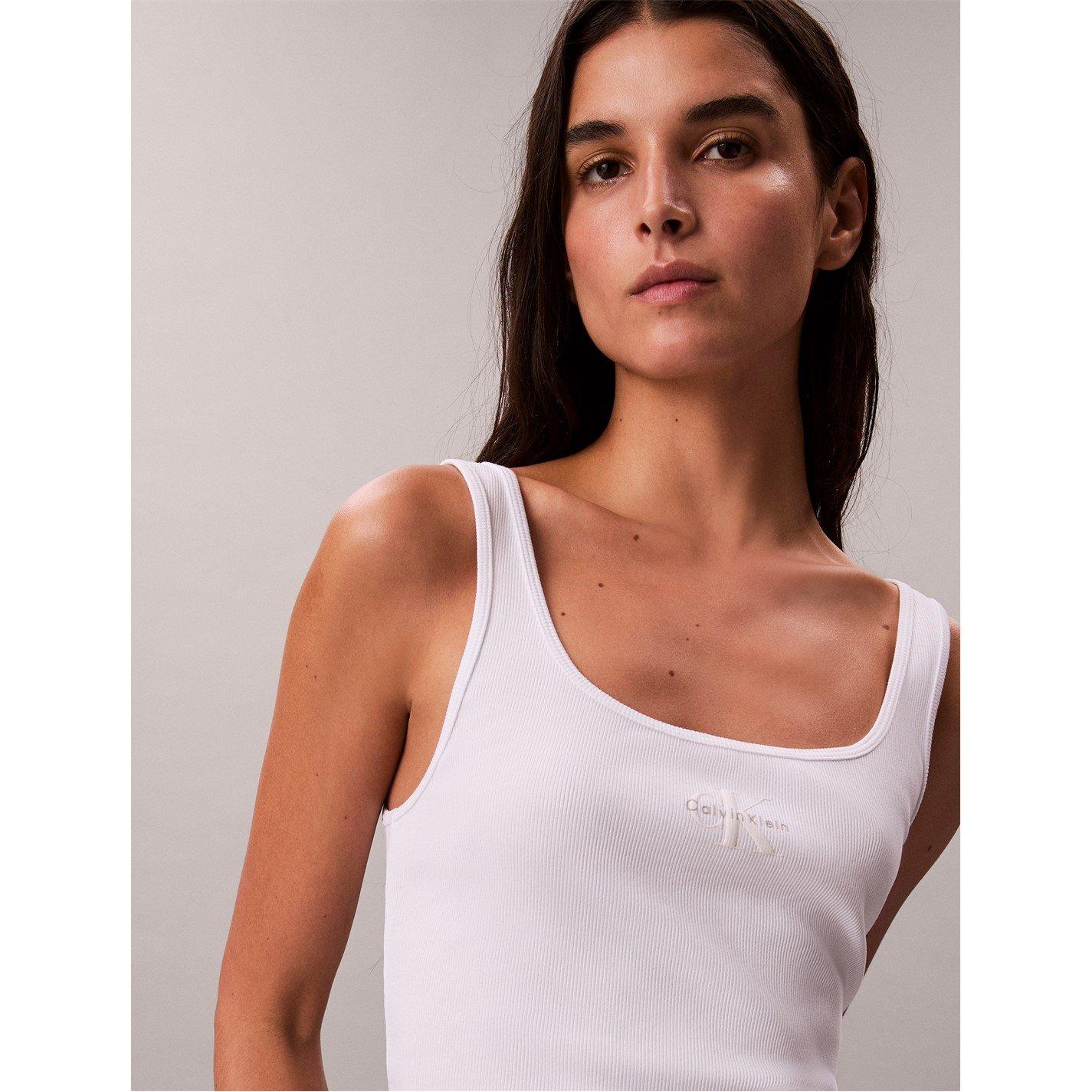 White - Calvin Klein Jeans - Womens CKJ Mono Scoop Vest - 5