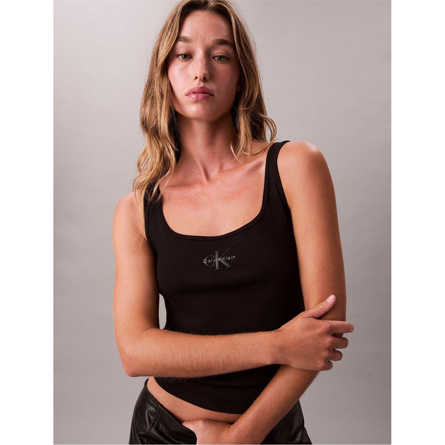 Black - Calvin Klein Jeans - Womens CKJ Mono Scoop Vest - 1