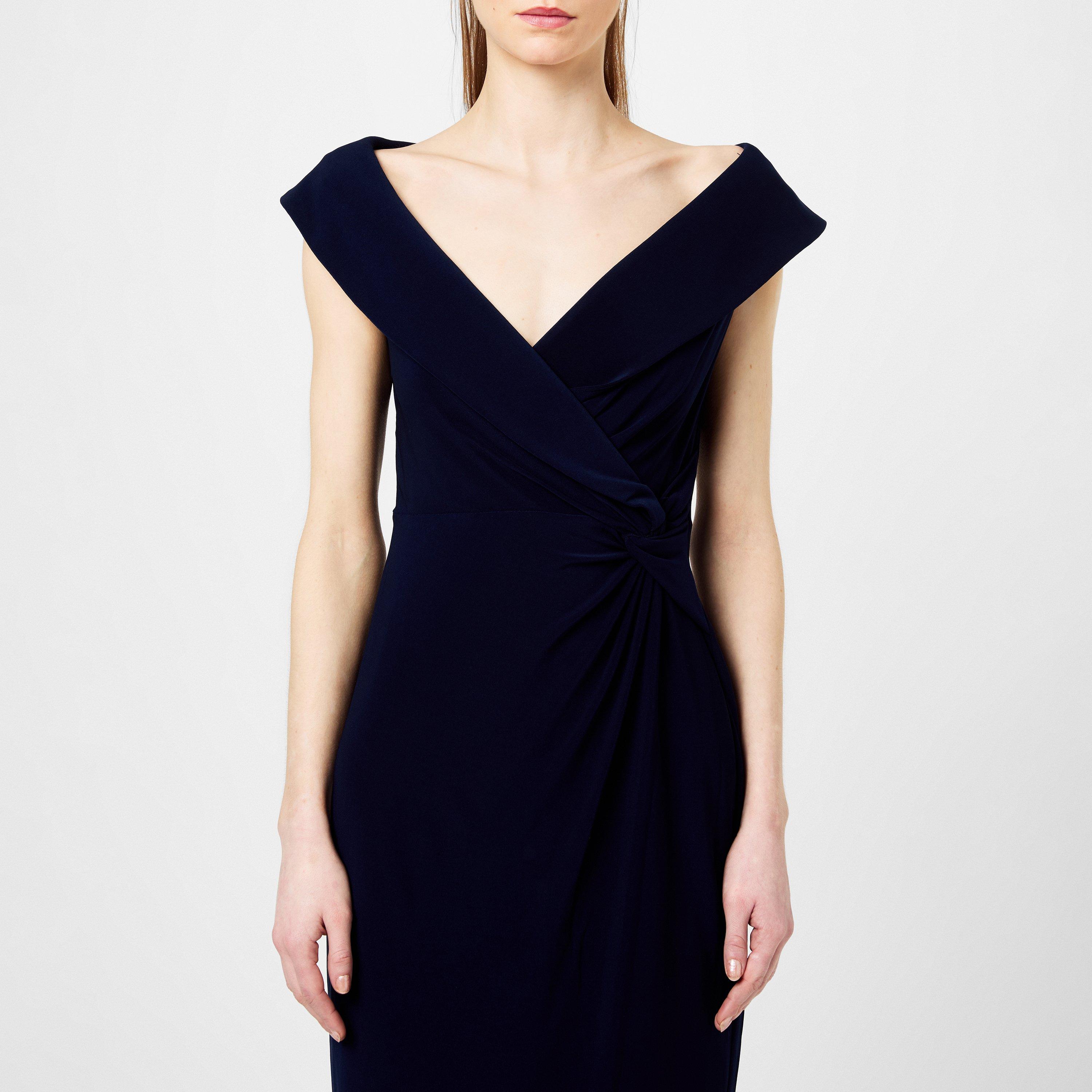Lighthouse Navy - Lauren by Ralph Lauren - Jersey Off-the-Shoulder Cocktail Dress - 5