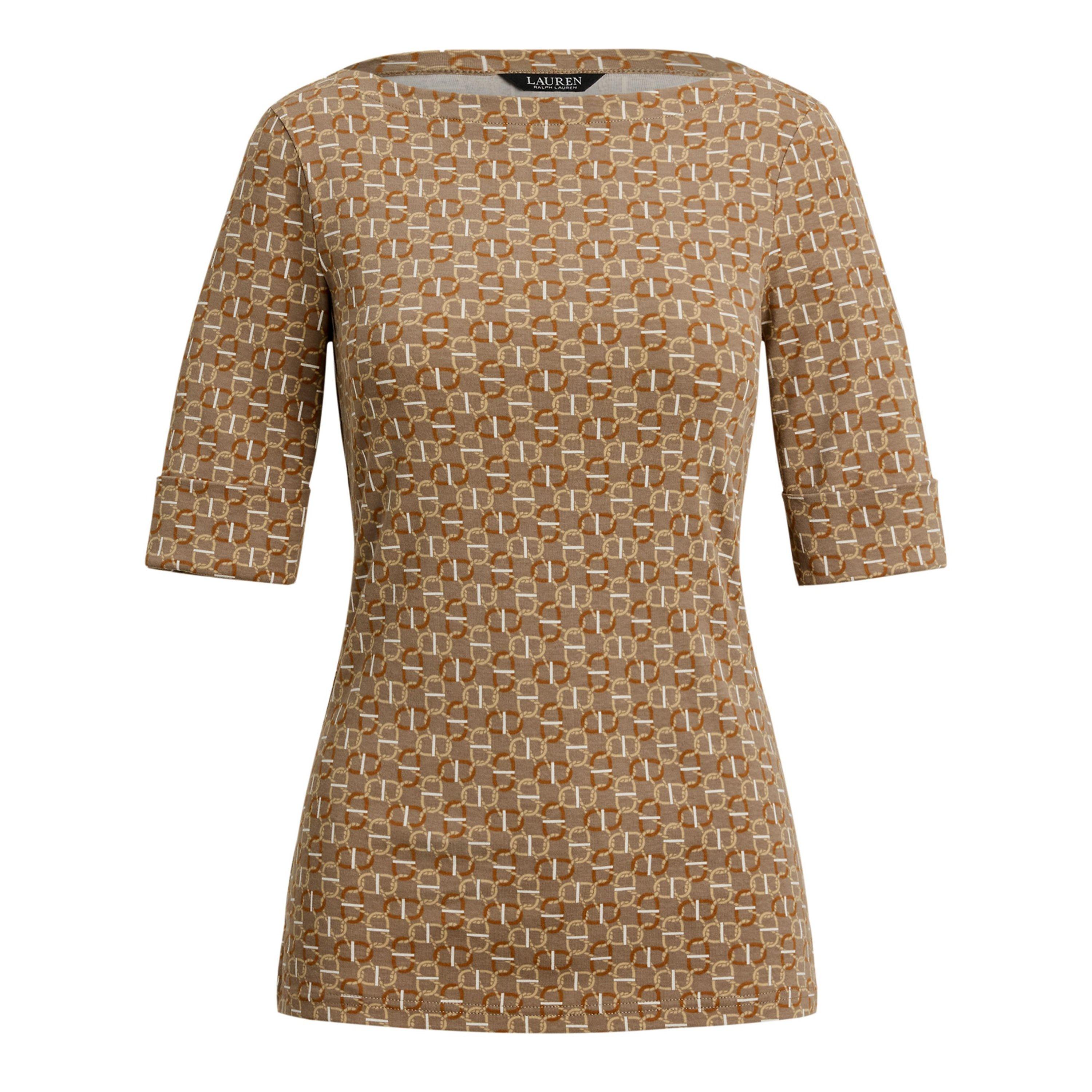 Taupe Multi - Lauren by Ralph Lauren - Women's Long Sleeve T-Shirt - 1