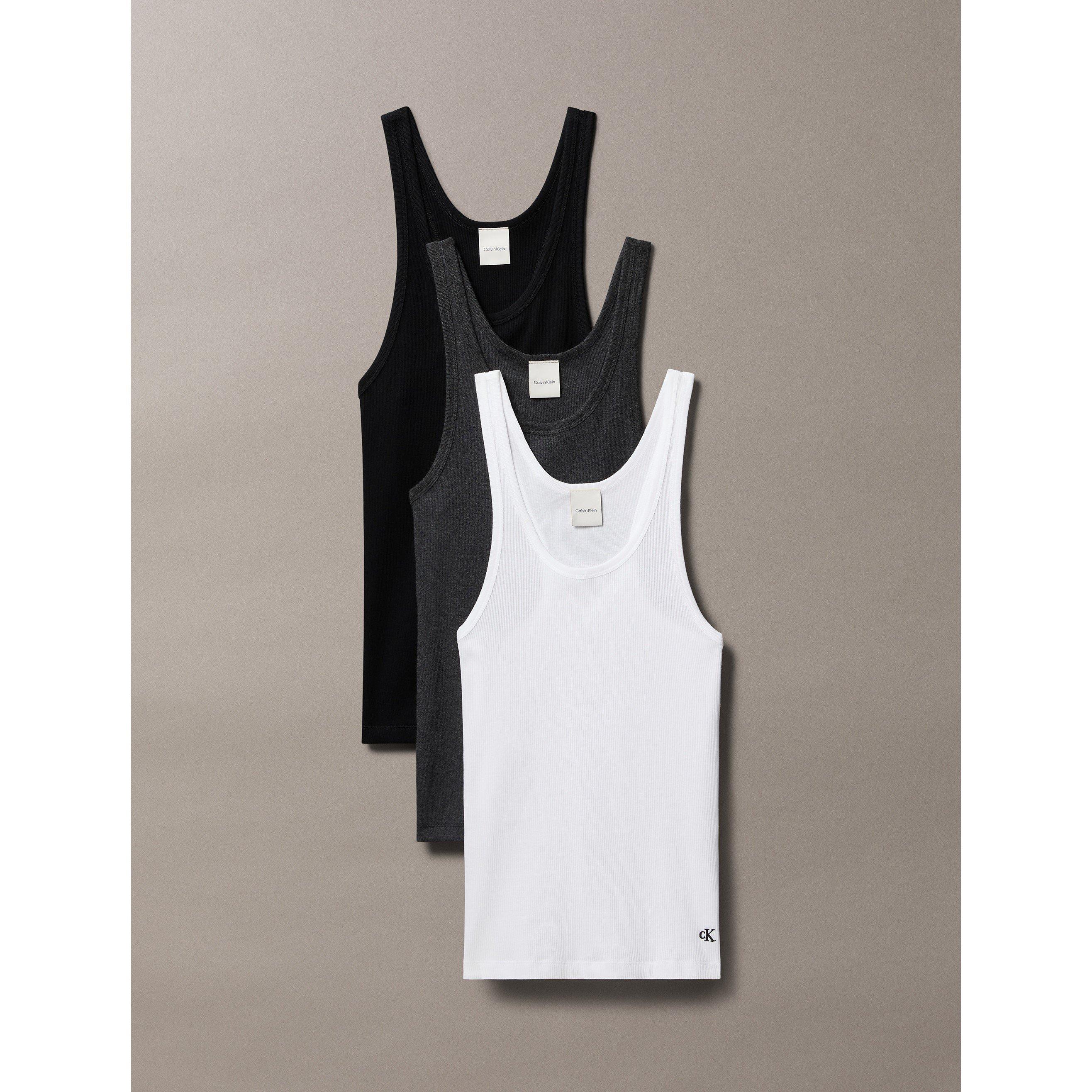 Blck/Wiht/Charc - Calvin Klein - Women's Cotton Tank Vest - 2