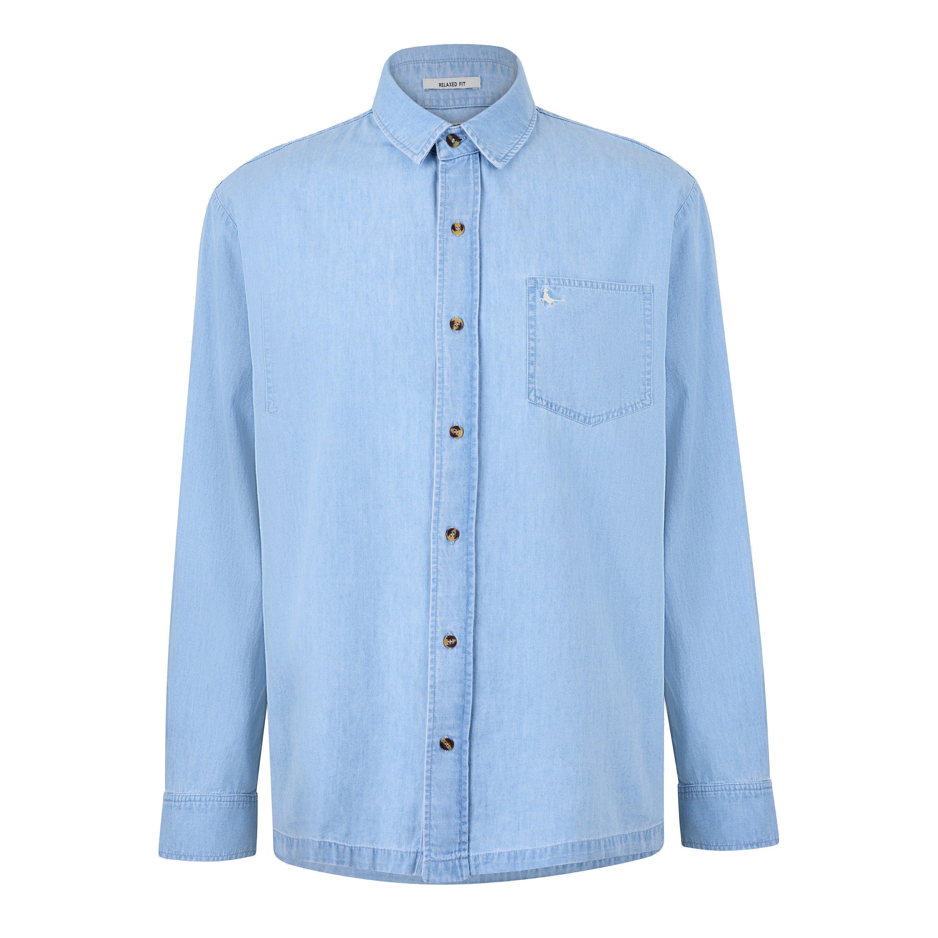 Jack Wills Men's Chambray Long Sleeve Denim Shirt - Light Wash - 2XL