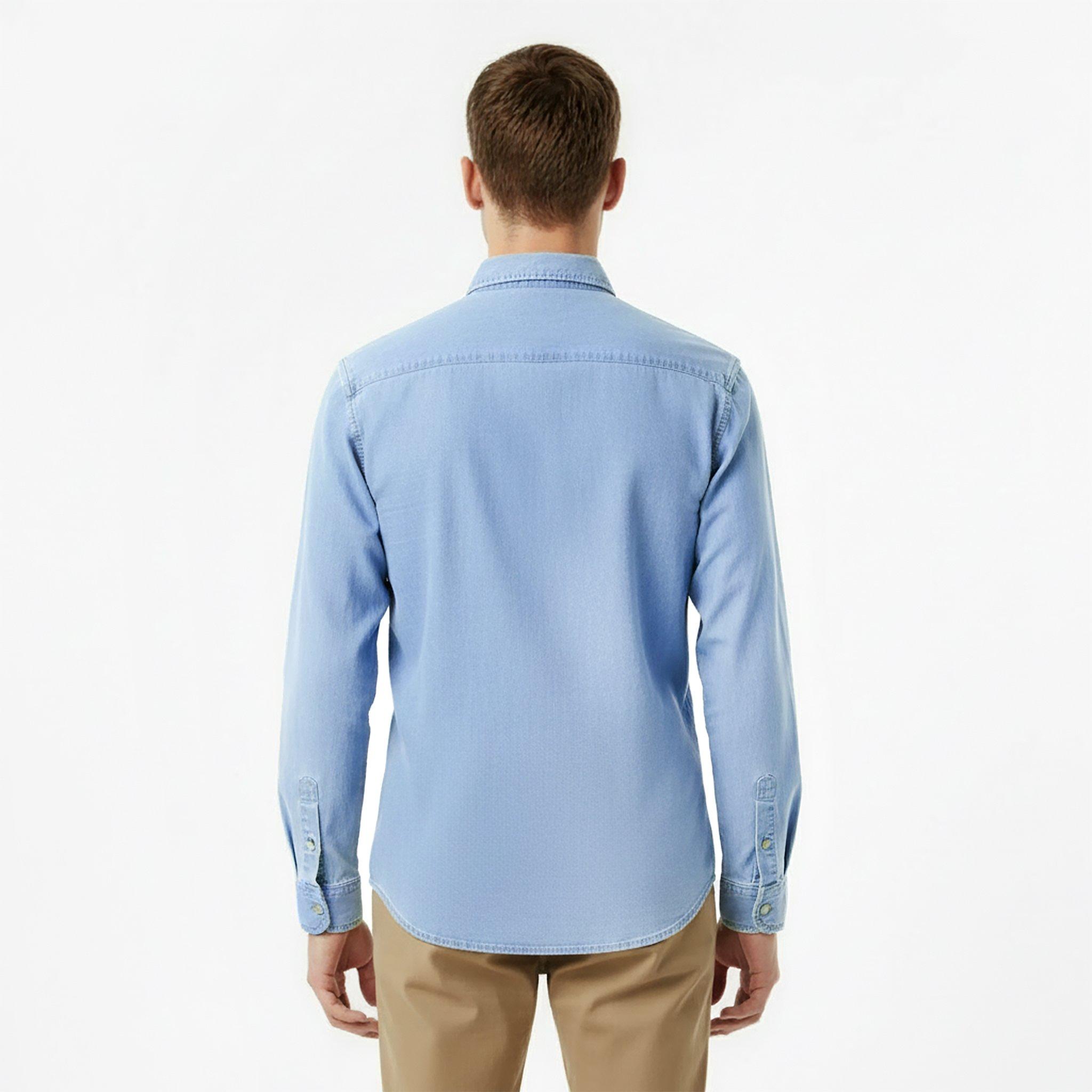 Light Wash - Jack Wills - Men's Chambray Long Sleeve Denim Shirt - 4