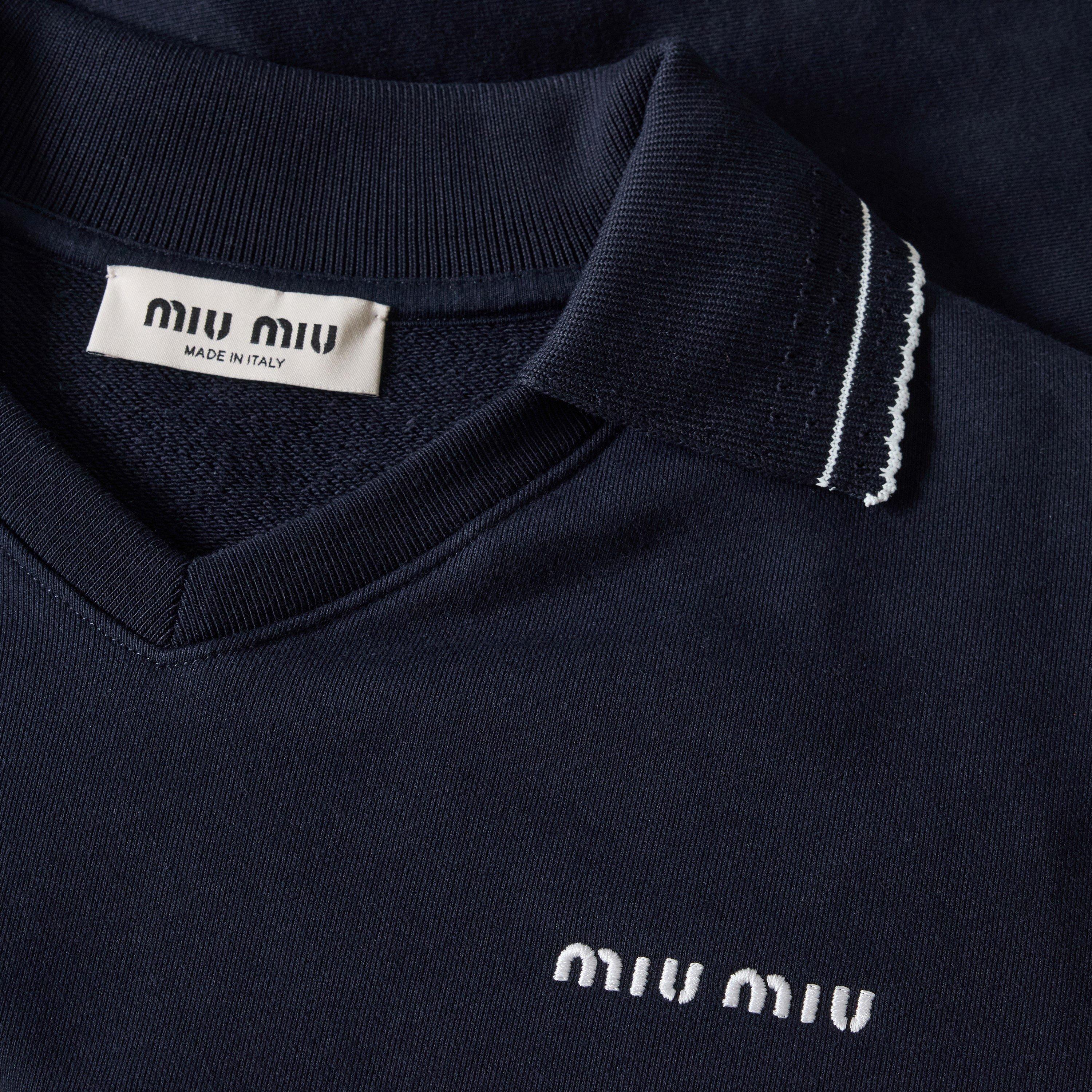Bleu - Miu Miu - Women's Crop Top Cropped Short Sleeve Polo Shirt - 3