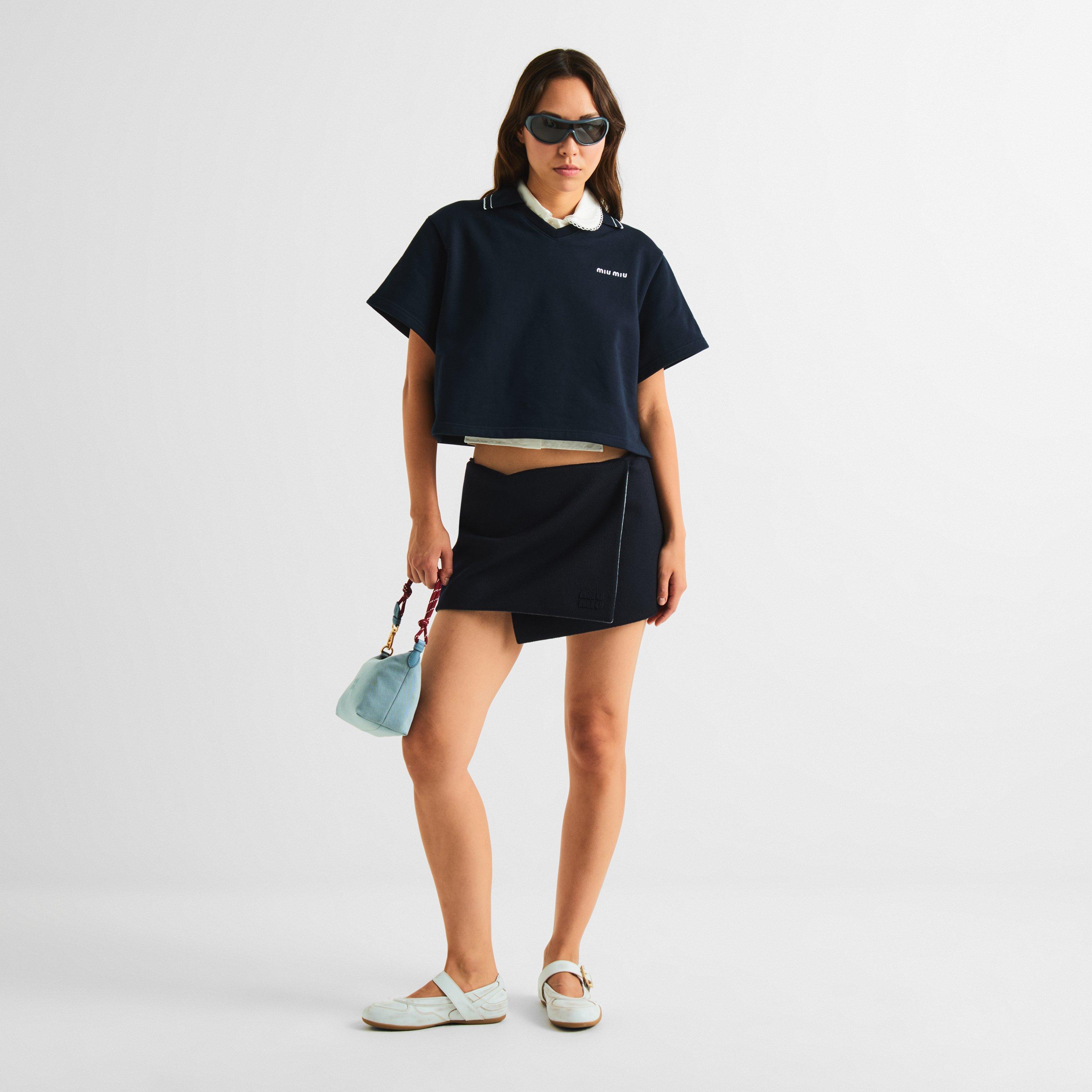 Bleu - Miu Miu - Women's Crop Top Cropped Short Sleeve Polo Shirt - 6