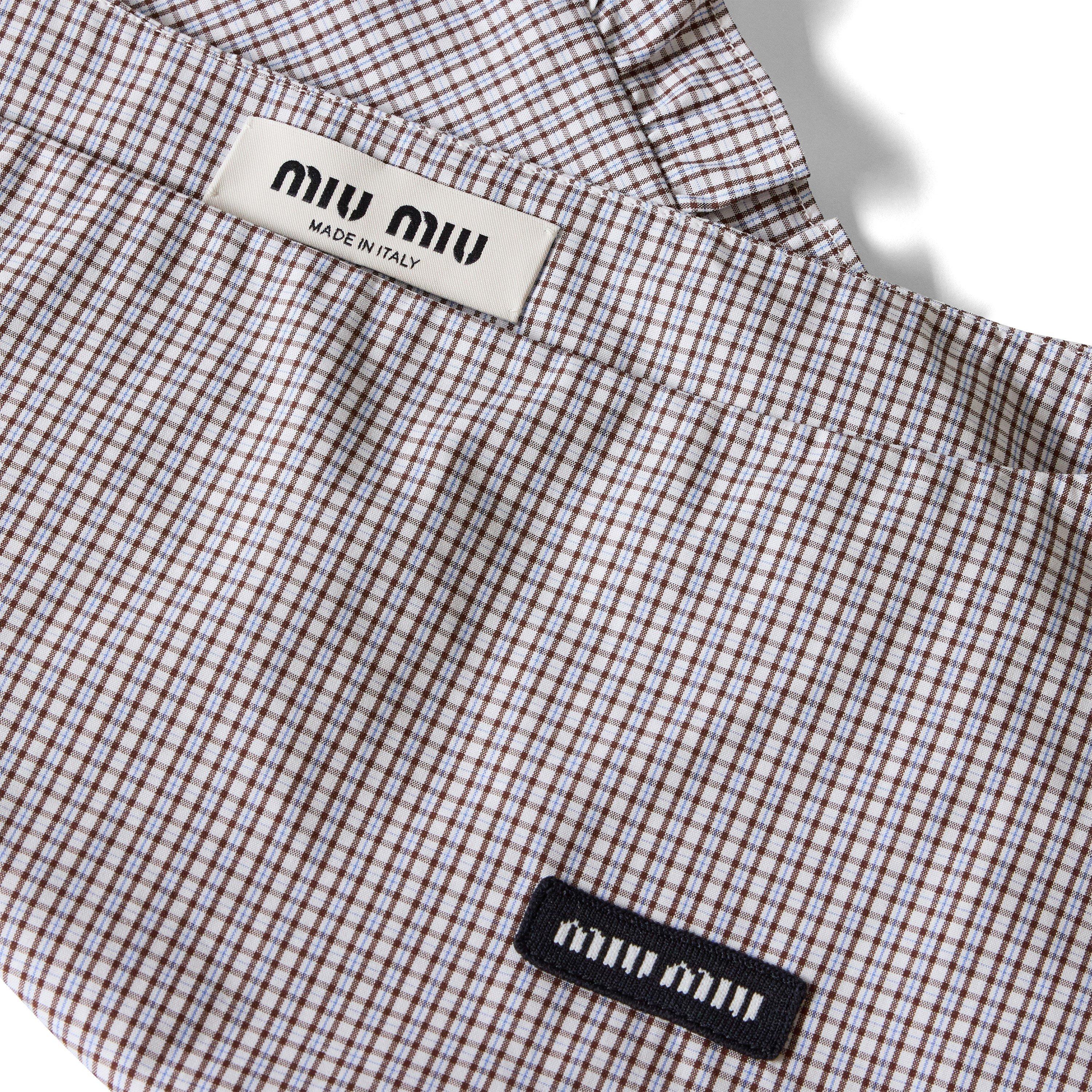 Bianco/Cacao - Miu Miu - Women's Check Top Crop - 3