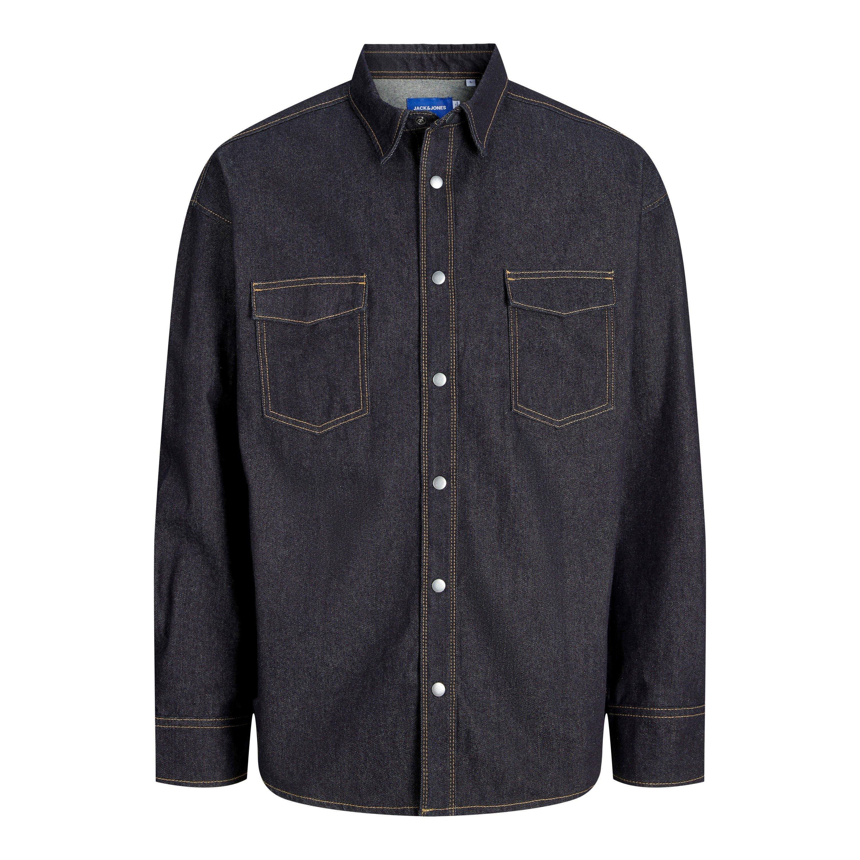 Dark Denim - Jack and Jones - Men's Astin Long Sleeve Denim Shirt - 1