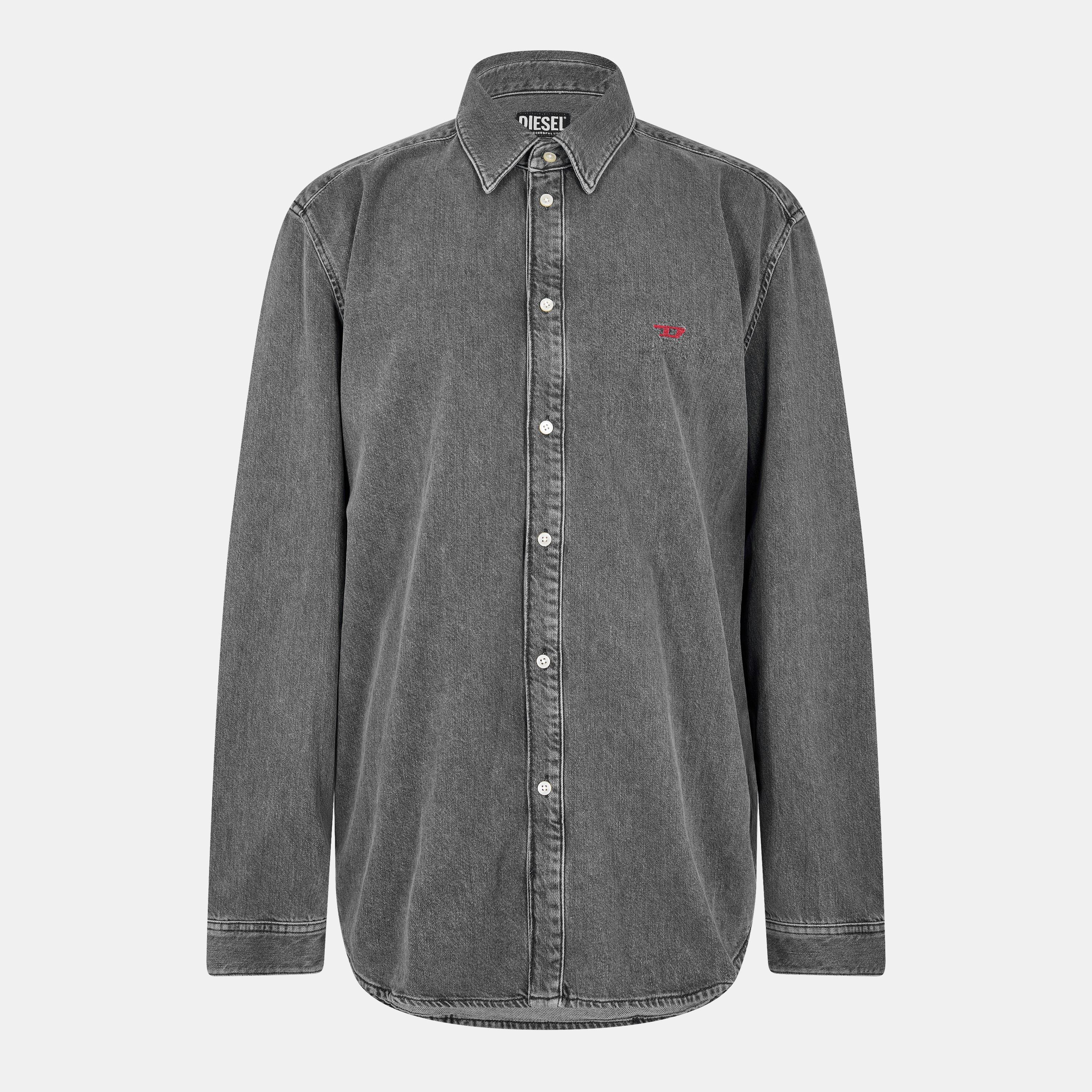 Diesel Men's Long-Sleeve Denim Shirt - Black/Grey Dnim - M