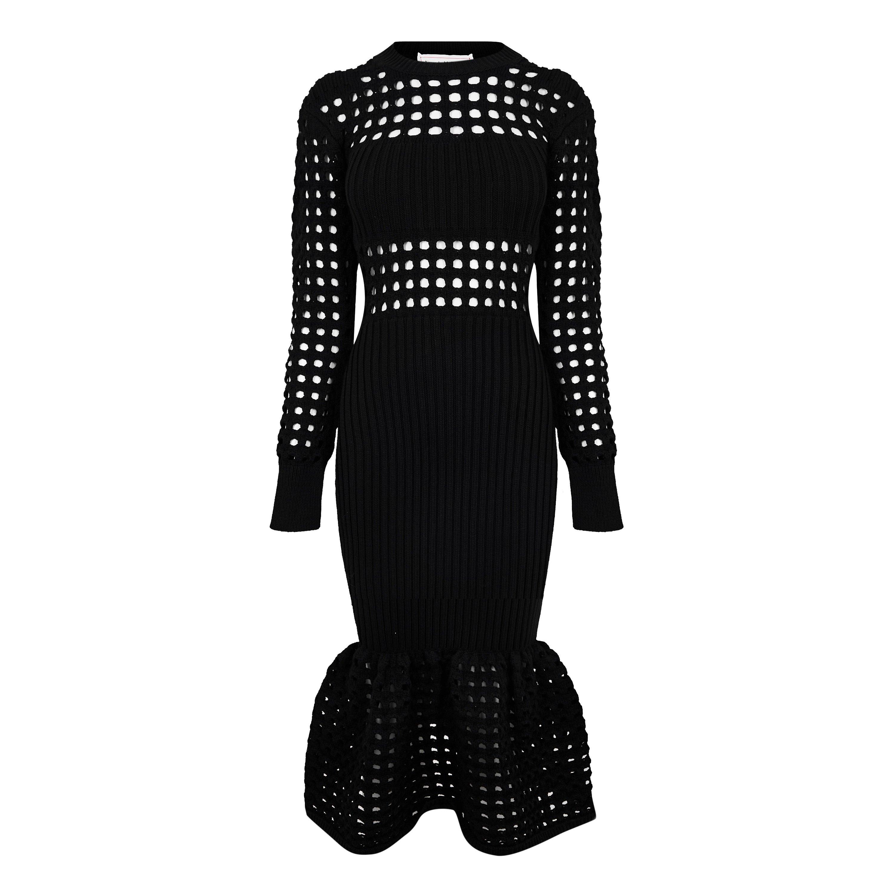 ワンピースその他 Alexander McQueen Black knitted midi dress Alexander McQueen Knitted Mesh Midi Dress | Black | FARFETCH