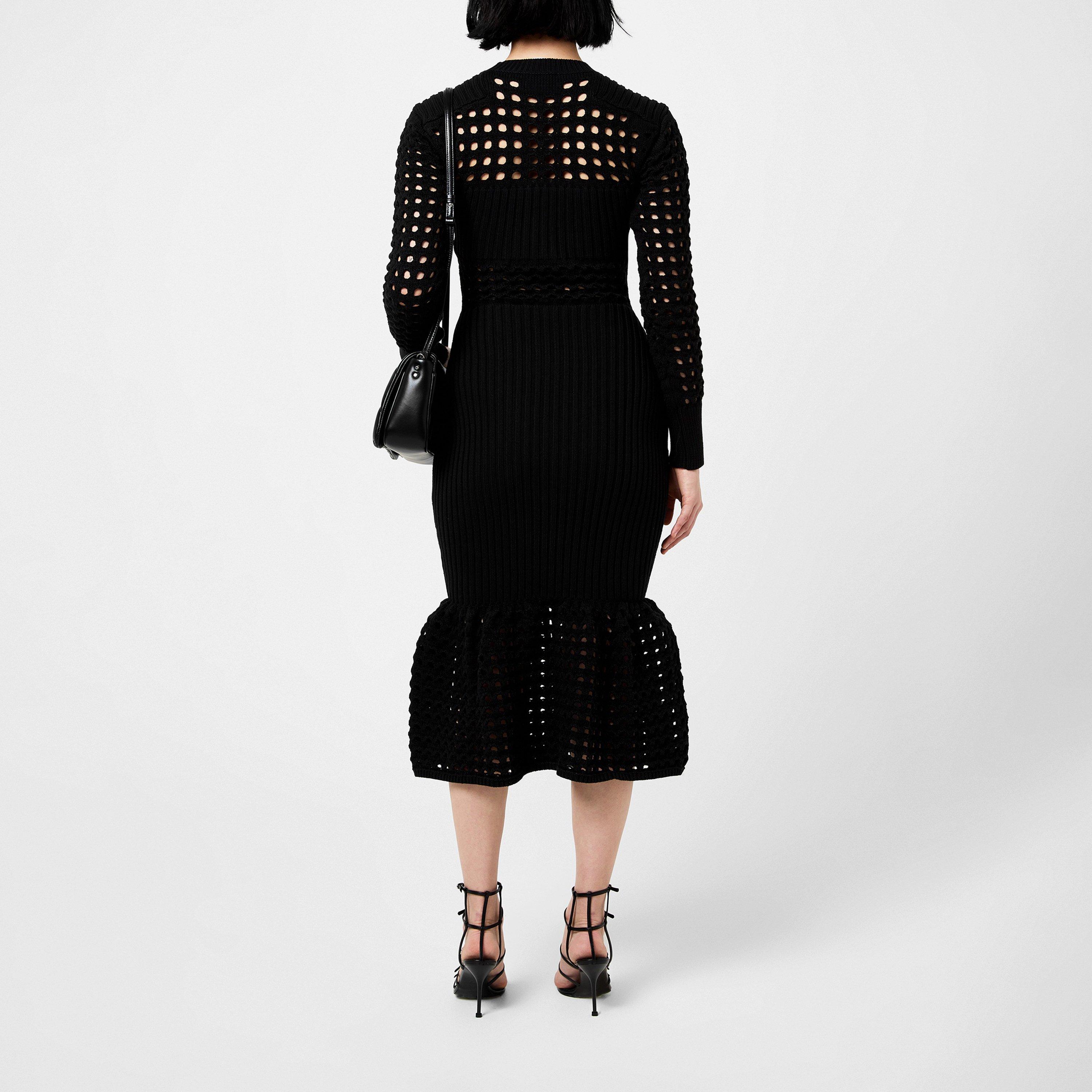 ワンピース ALEXANDER MCQUEEN BLACK KNITTED MIDI DRESS Alexander Mc Queen Black Knitted Midi Dress | Balardi
