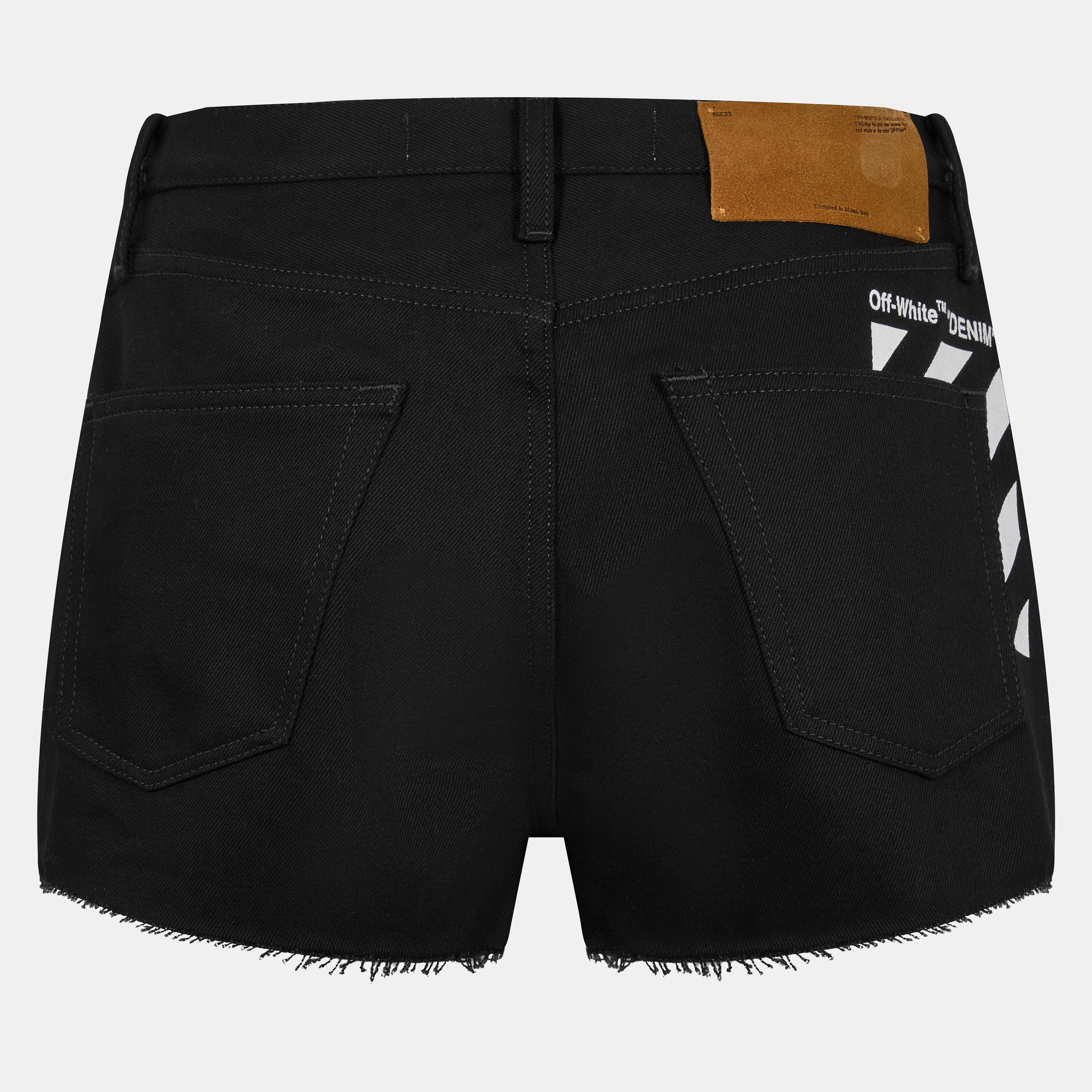 Black/White - Off White - Women's Denim Shorts - 2