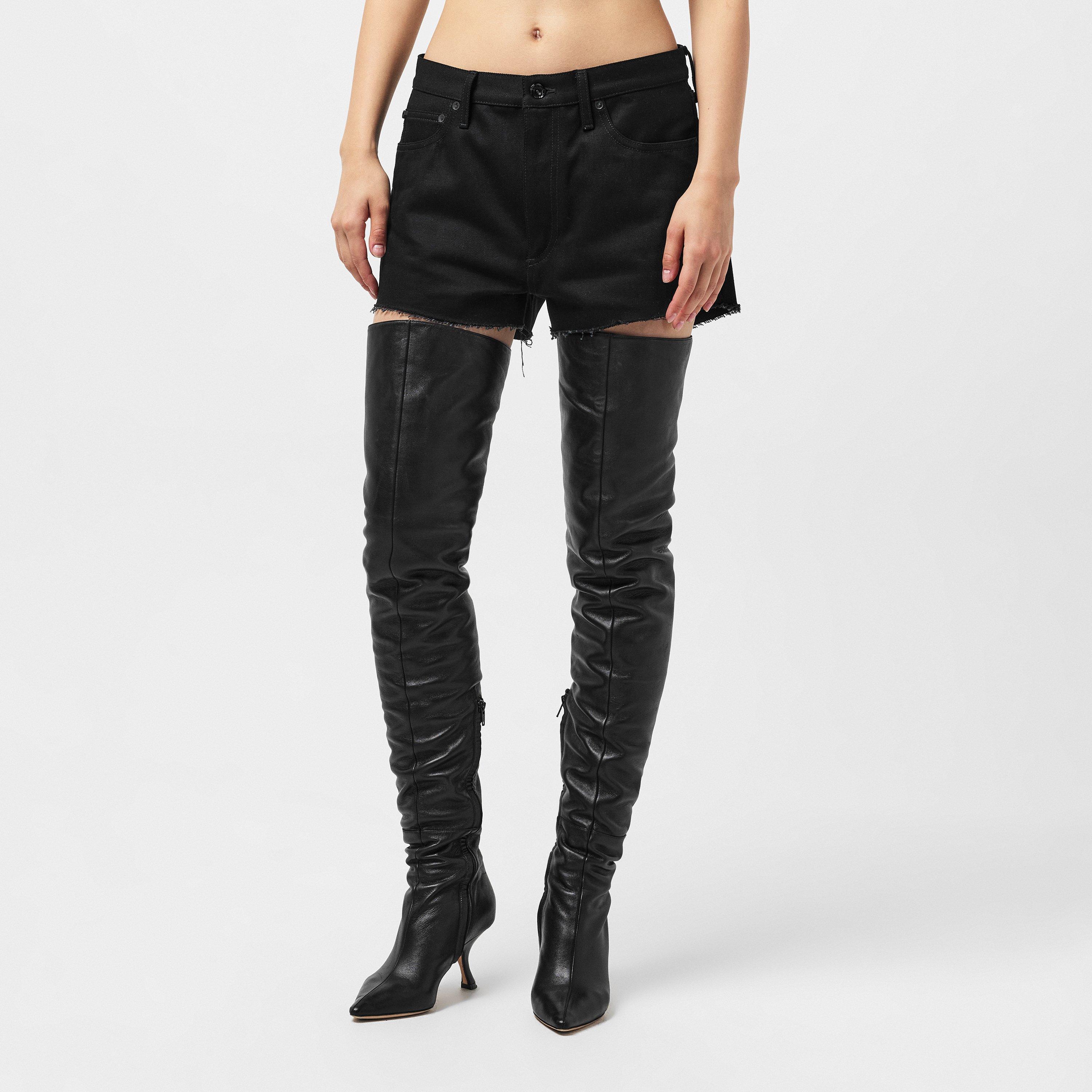 Black/White - Off White - Women's Denim Shorts - 3