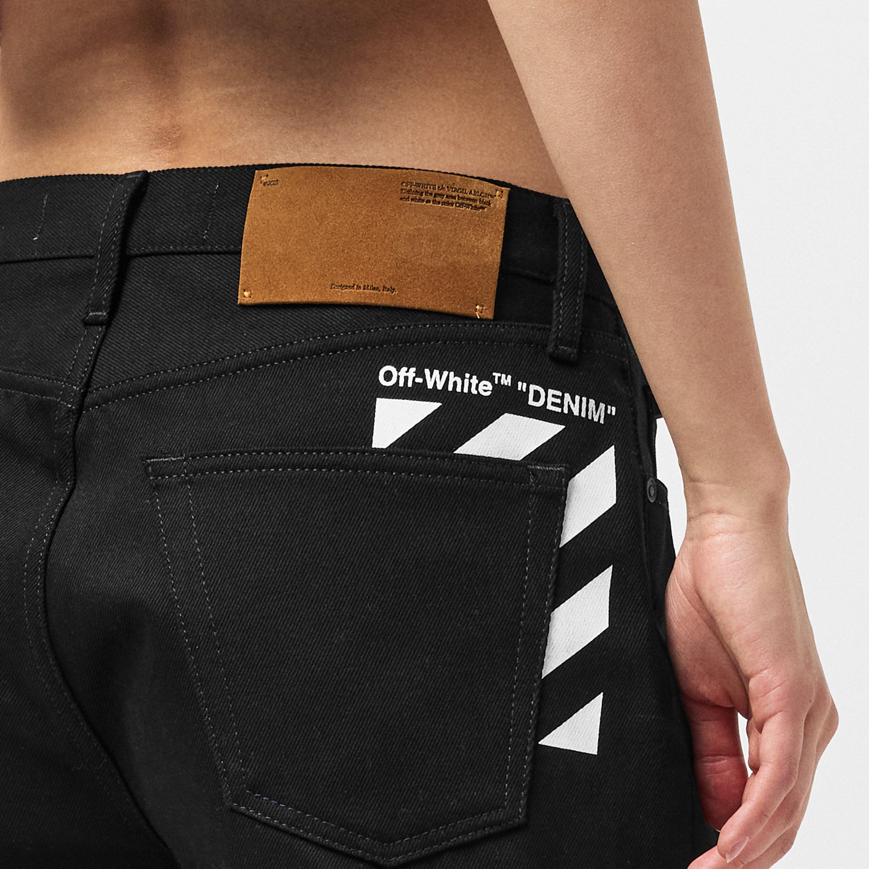 Black/White - Off White - Women's Denim Shorts - 5