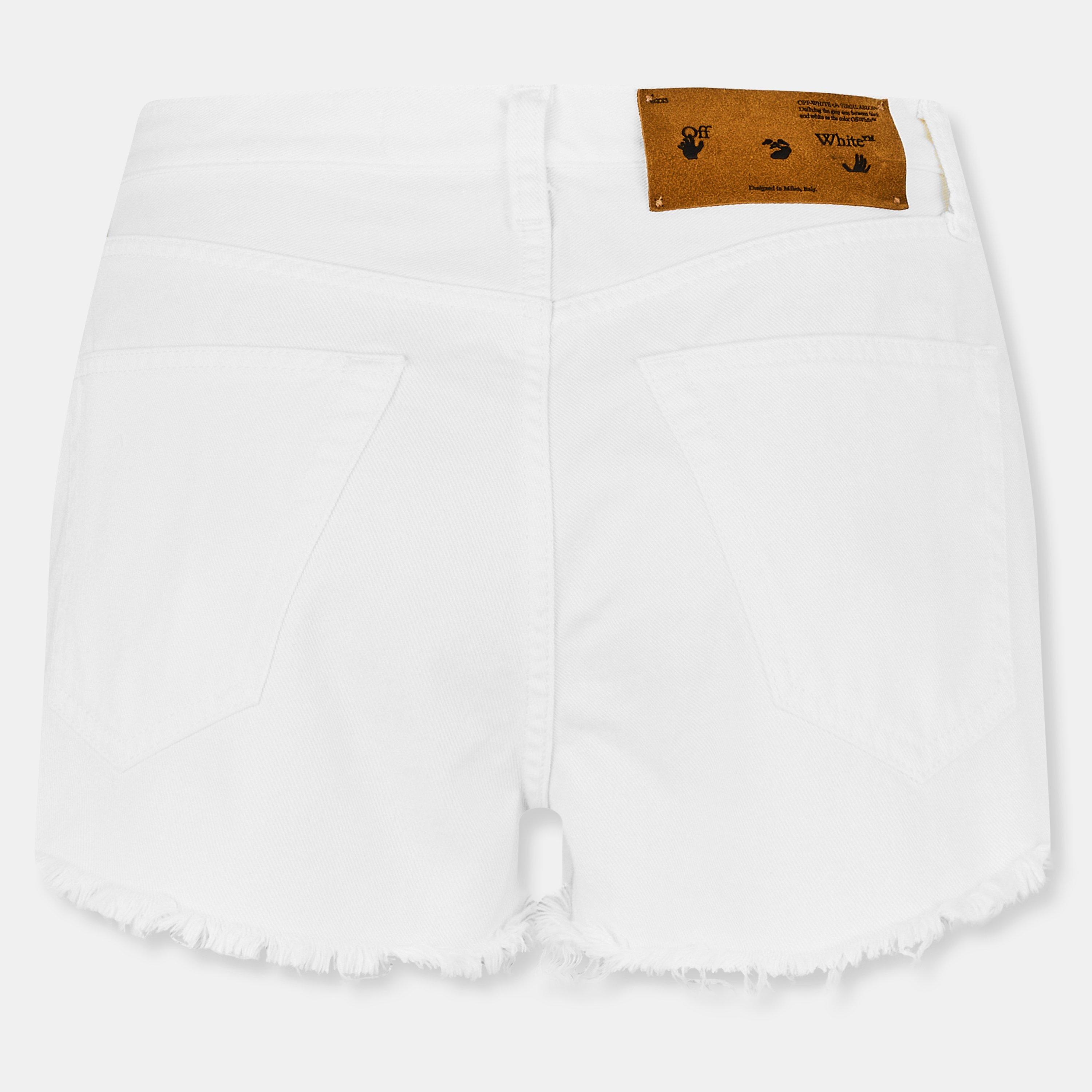 White/Black - Off White - Women's Denim Shorts - 2