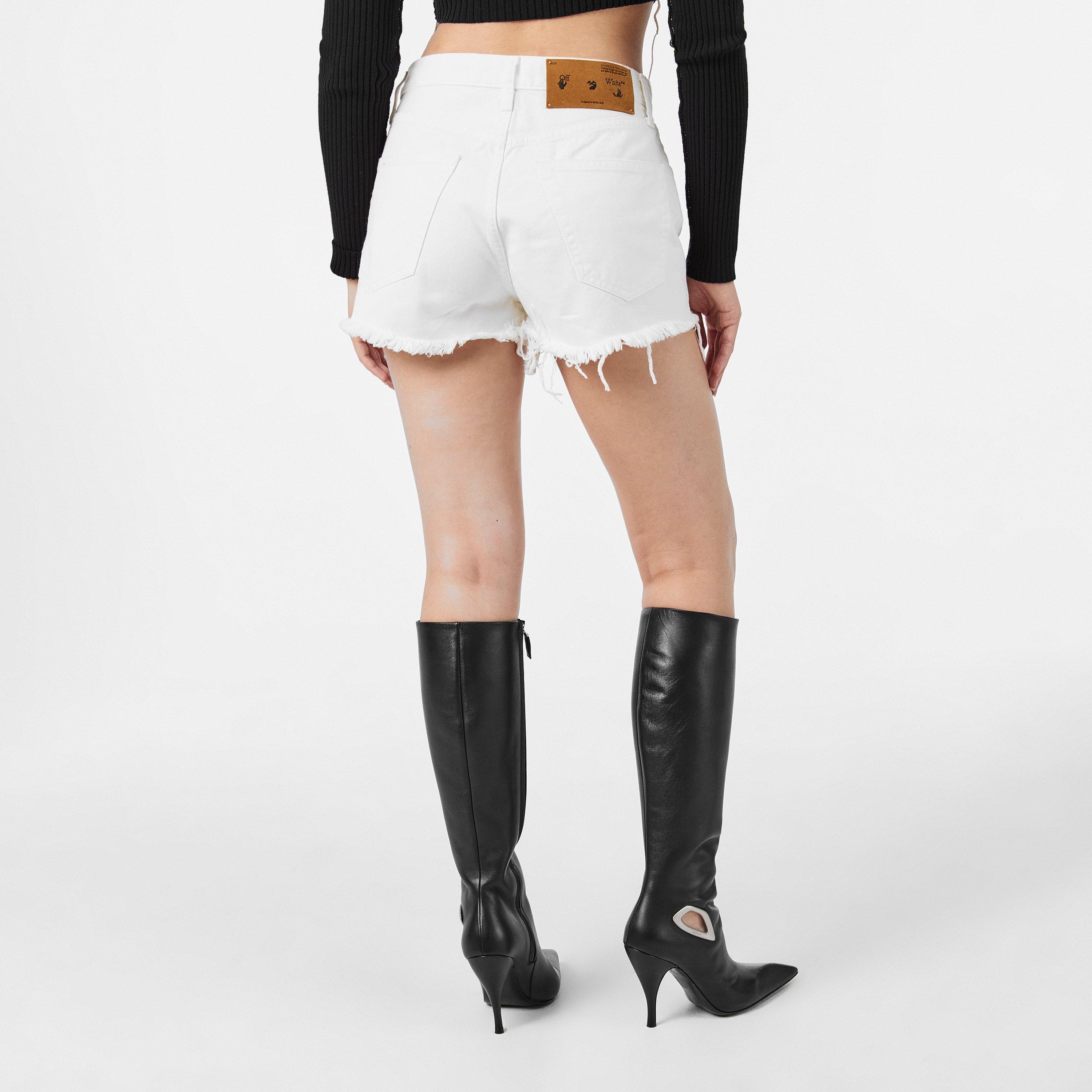 White/Black - Off White - Women's Denim Shorts - 4