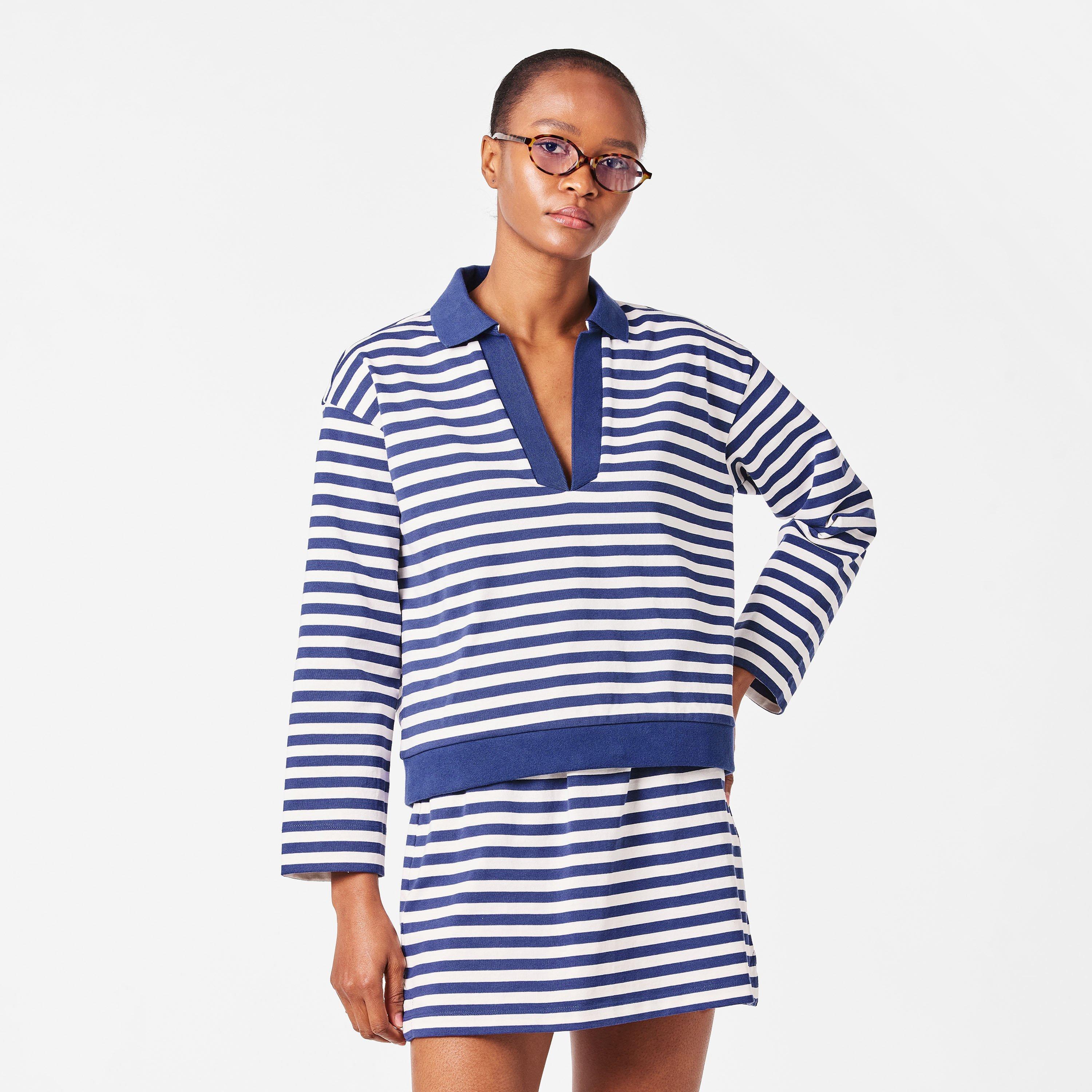 Navy Stripe - Posse - Women's Haisley Rugby Polo Shirt - 3