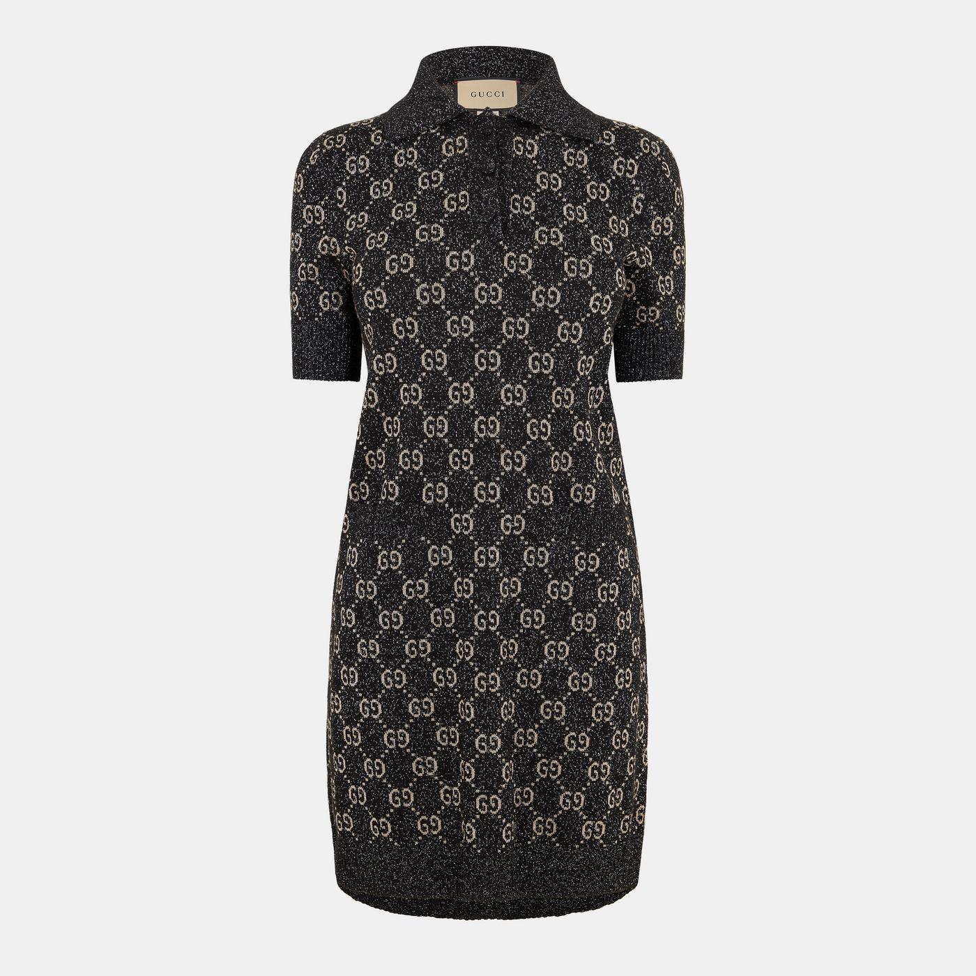 gucci ladies dress Gg Supreme Mini - Brown Tonal hardware.Dry clean only.100% Silk.Made in Italy Gucci Red Wool & Silk