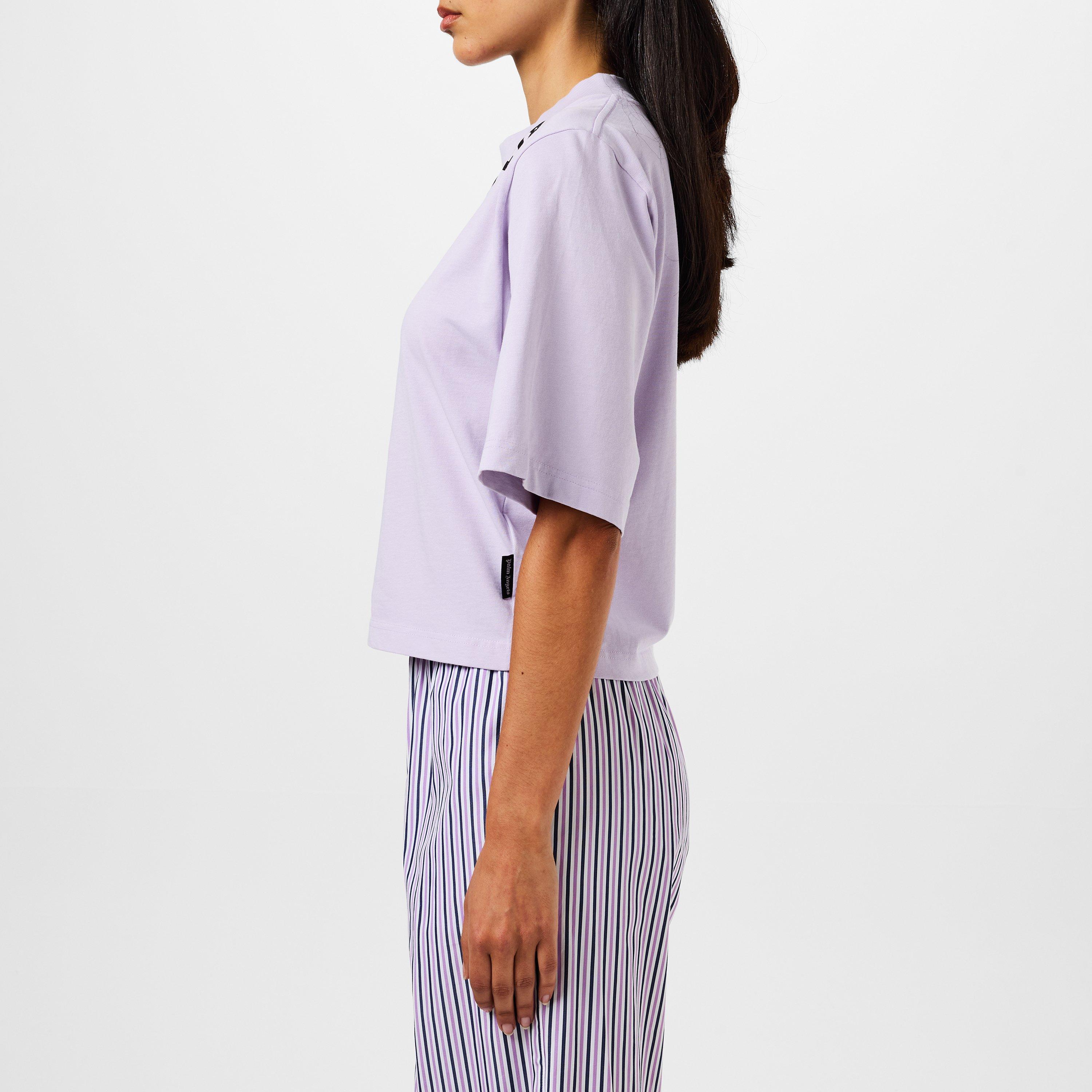 Lilac - Palm Angels - Cropped Logo T-Shirt - 2