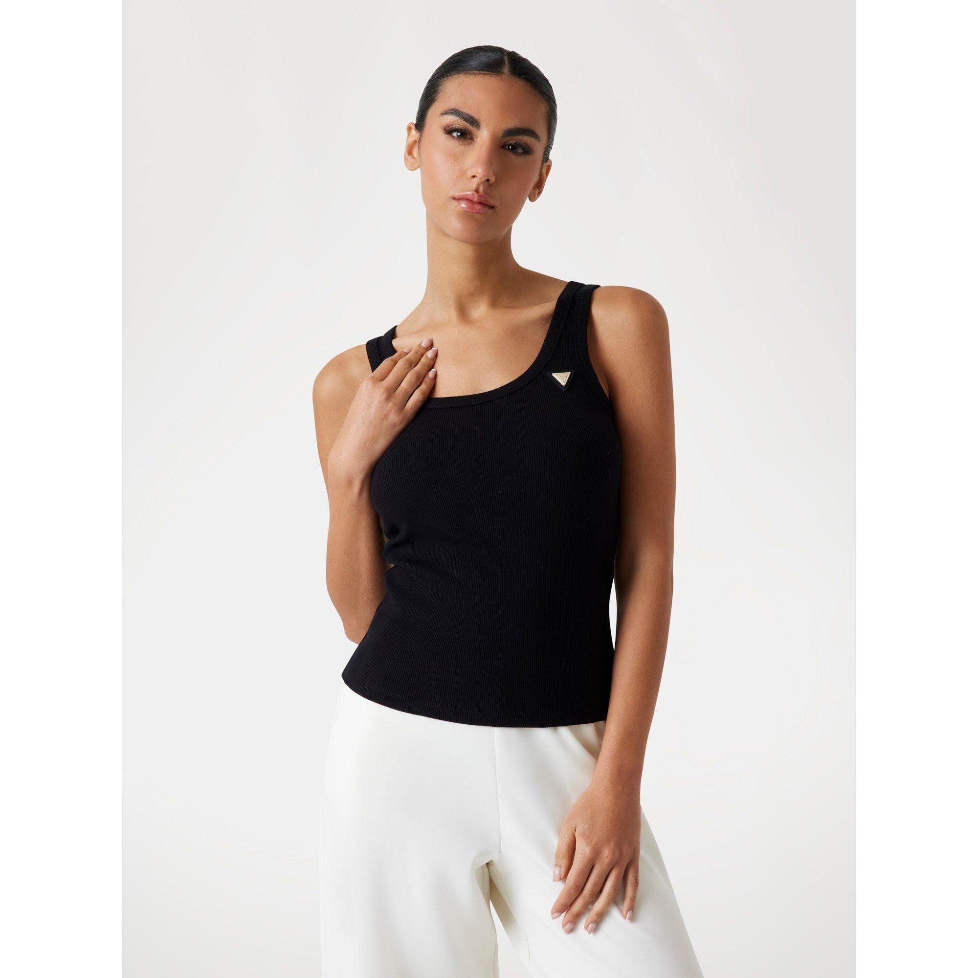 Jet Black - Guess - Women's Colette Rib Tank Vest - 2