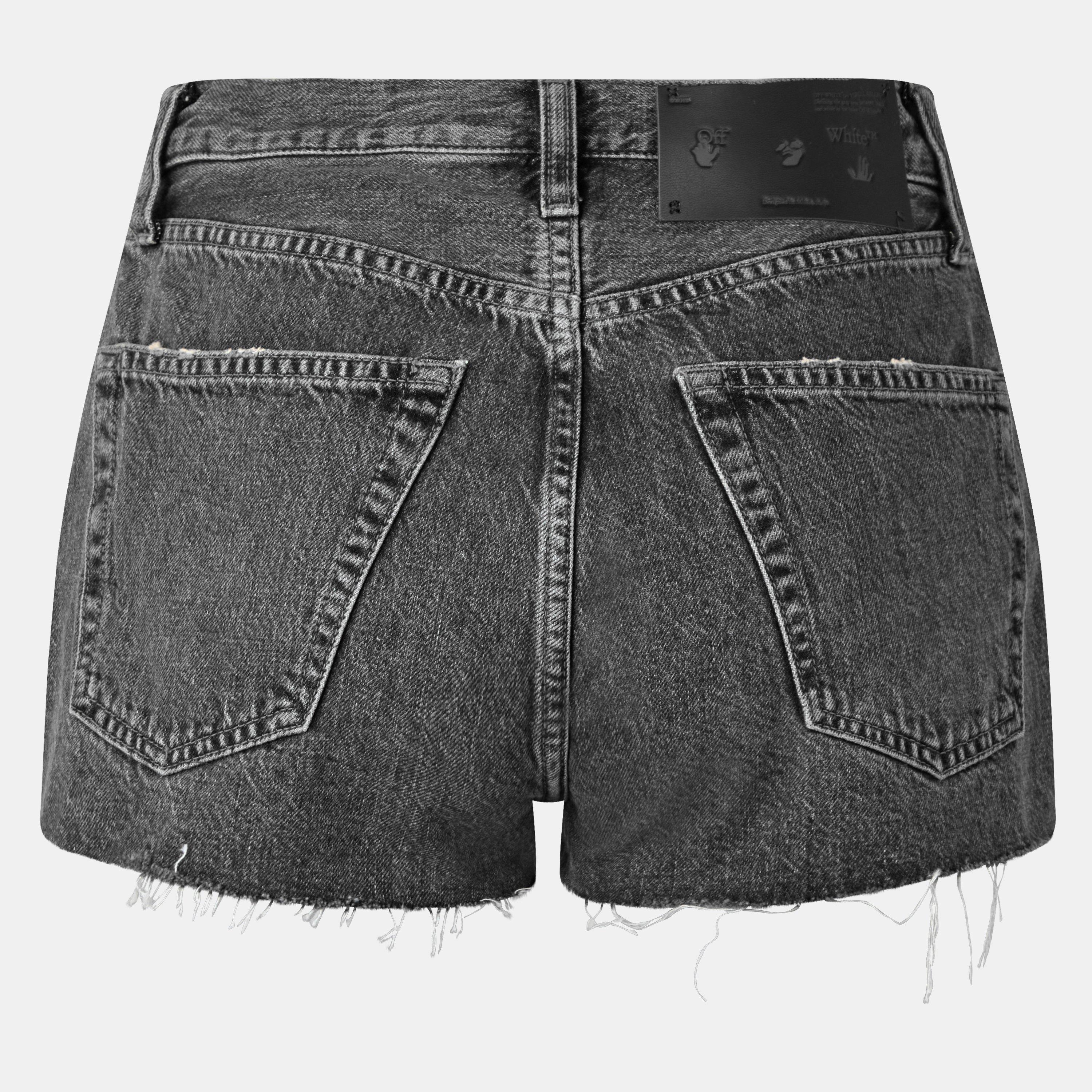 Dark Grey/White - Off White - Women's Denim Shorts - 2