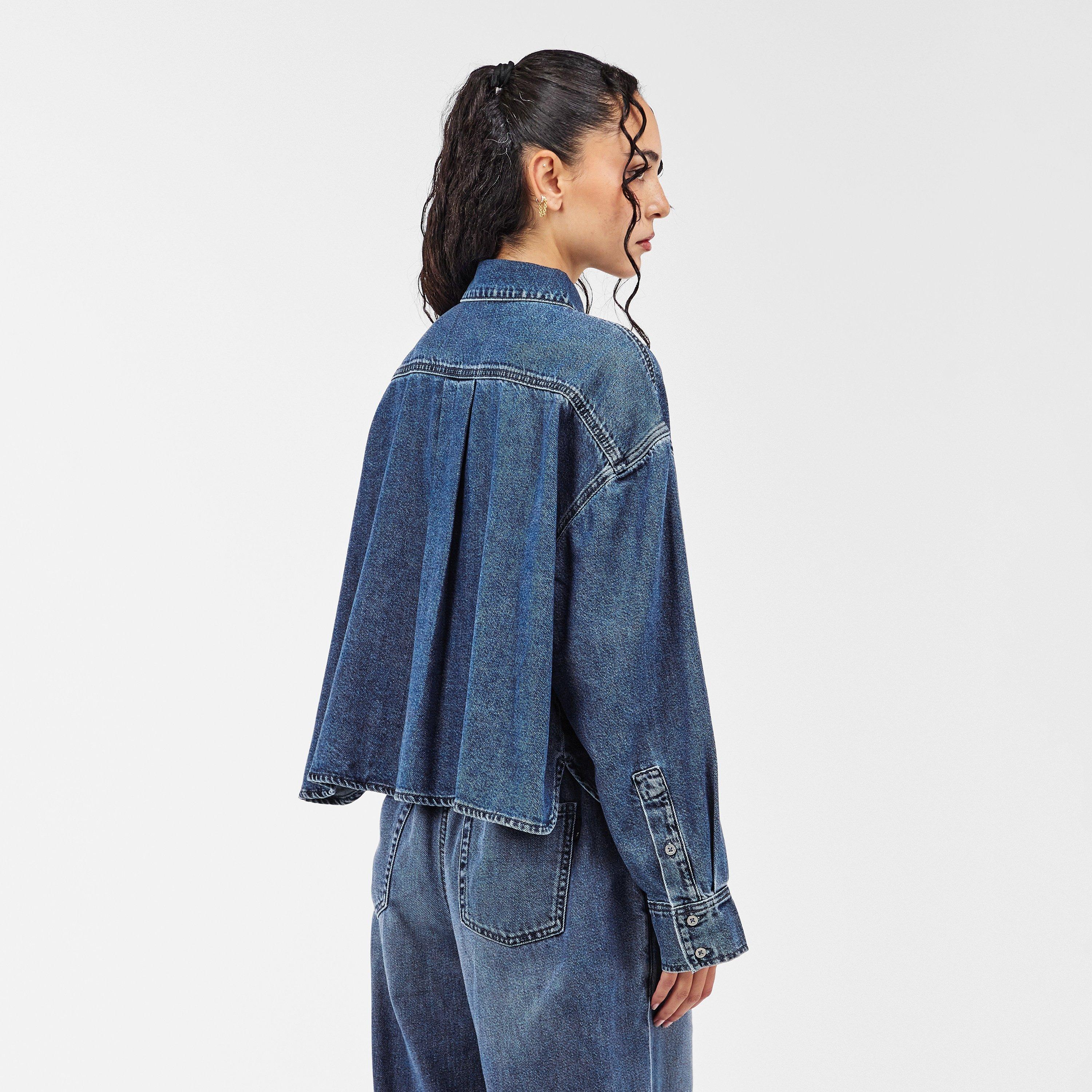 Mid Blue - 7 For All Mankind - Women's Nina Long-Sleeve Denim Shirt - 4