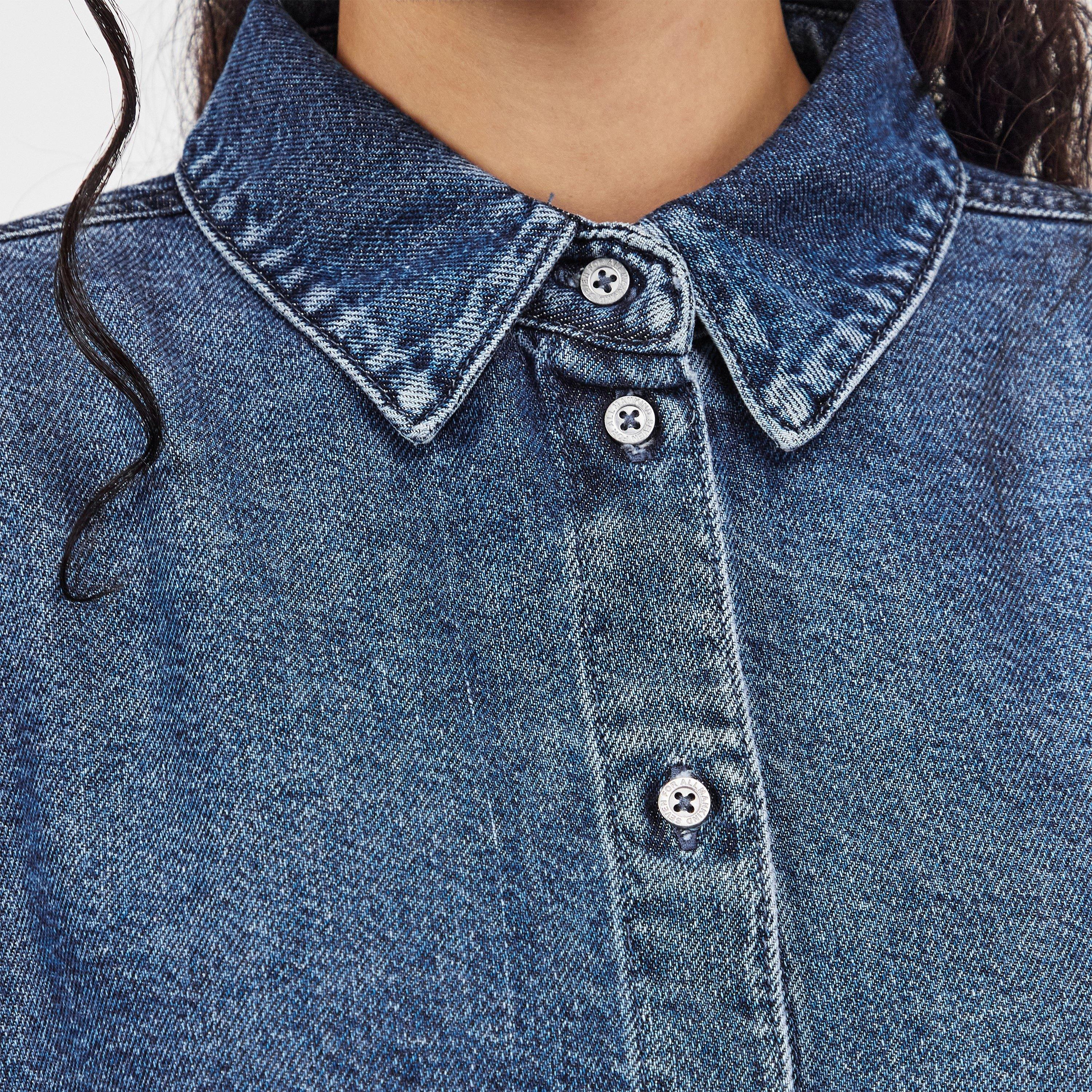 Mid Blue - 7 For All Mankind - Women's Nina Long-Sleeve Denim Shirt - 5