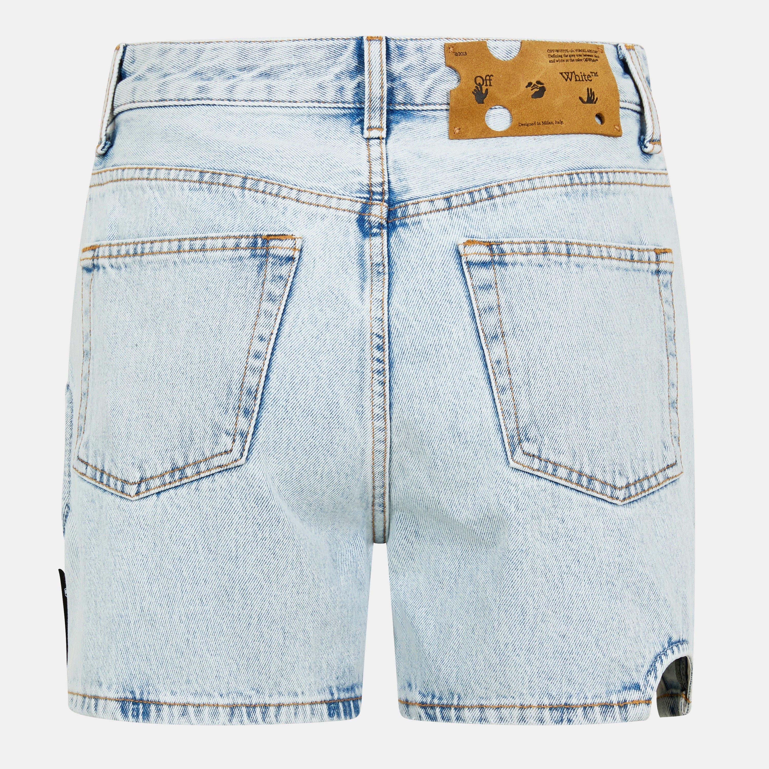 Light Blue - Off White - Women's Denim Shorts - 2