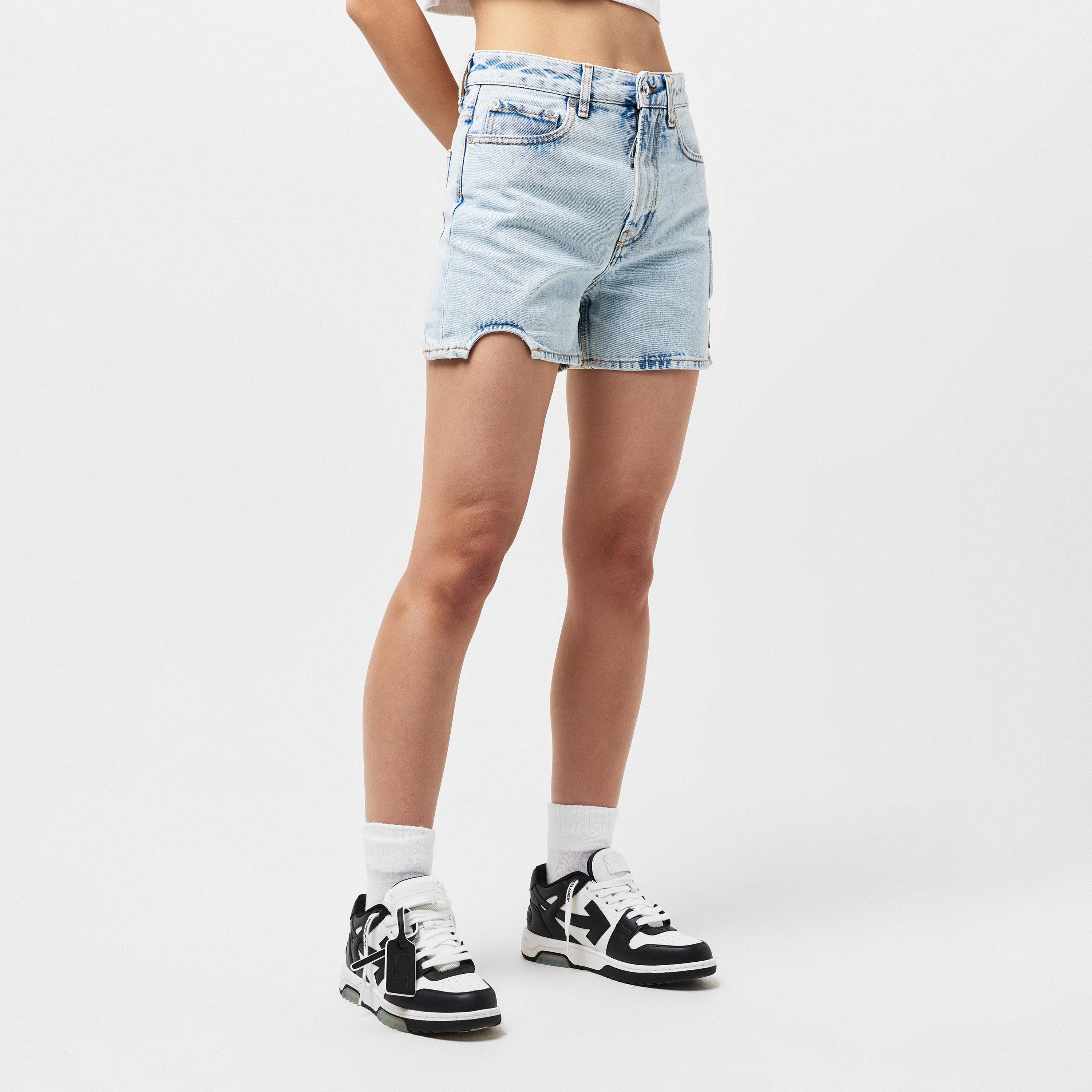 Light Blue - Off White - Women's Denim Shorts - 3