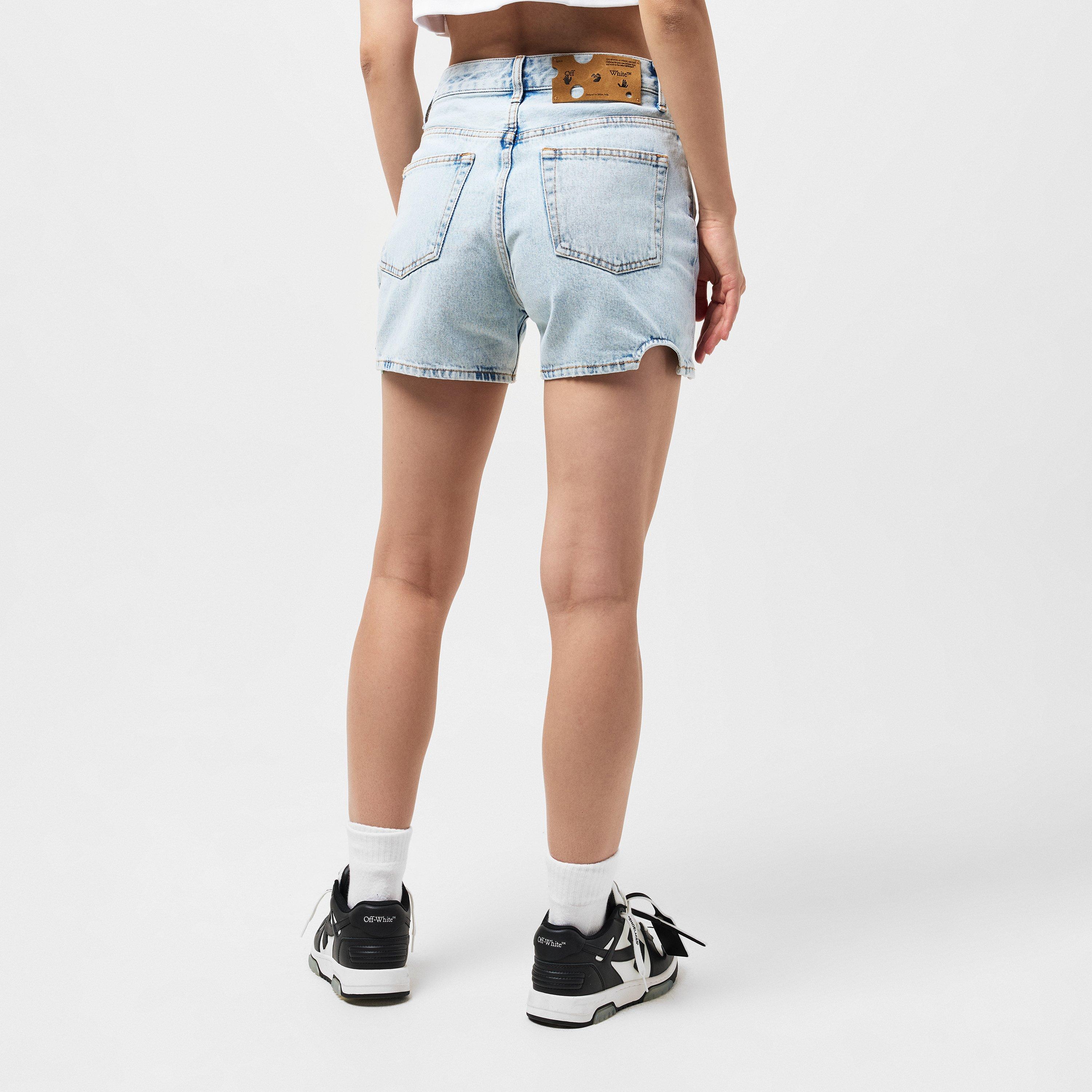 Light Blue - Off White - Women's Denim Shorts - 4
