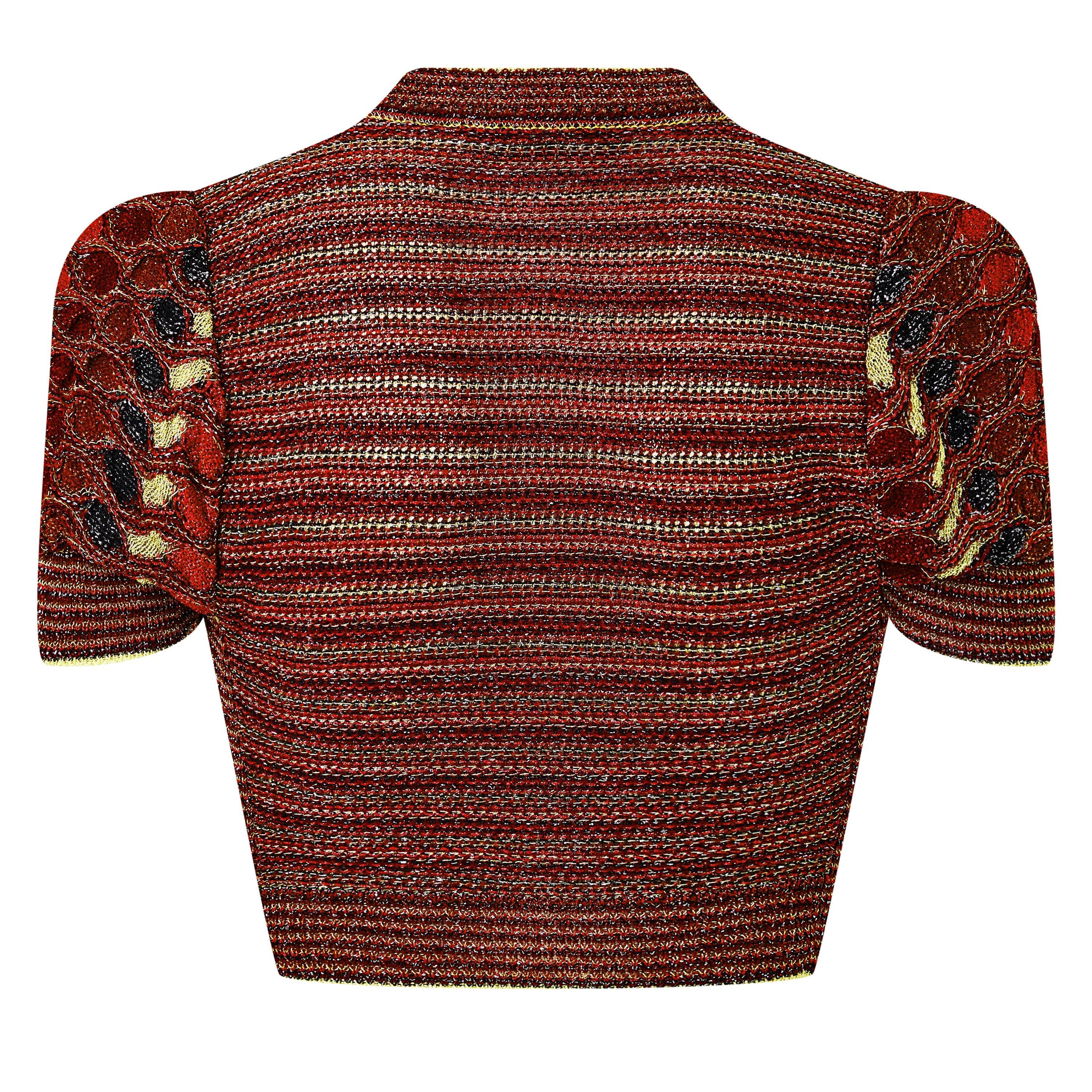 Multi Red/Gold - Vivienne Westwood - Edith Cropped Cardigan - 6
