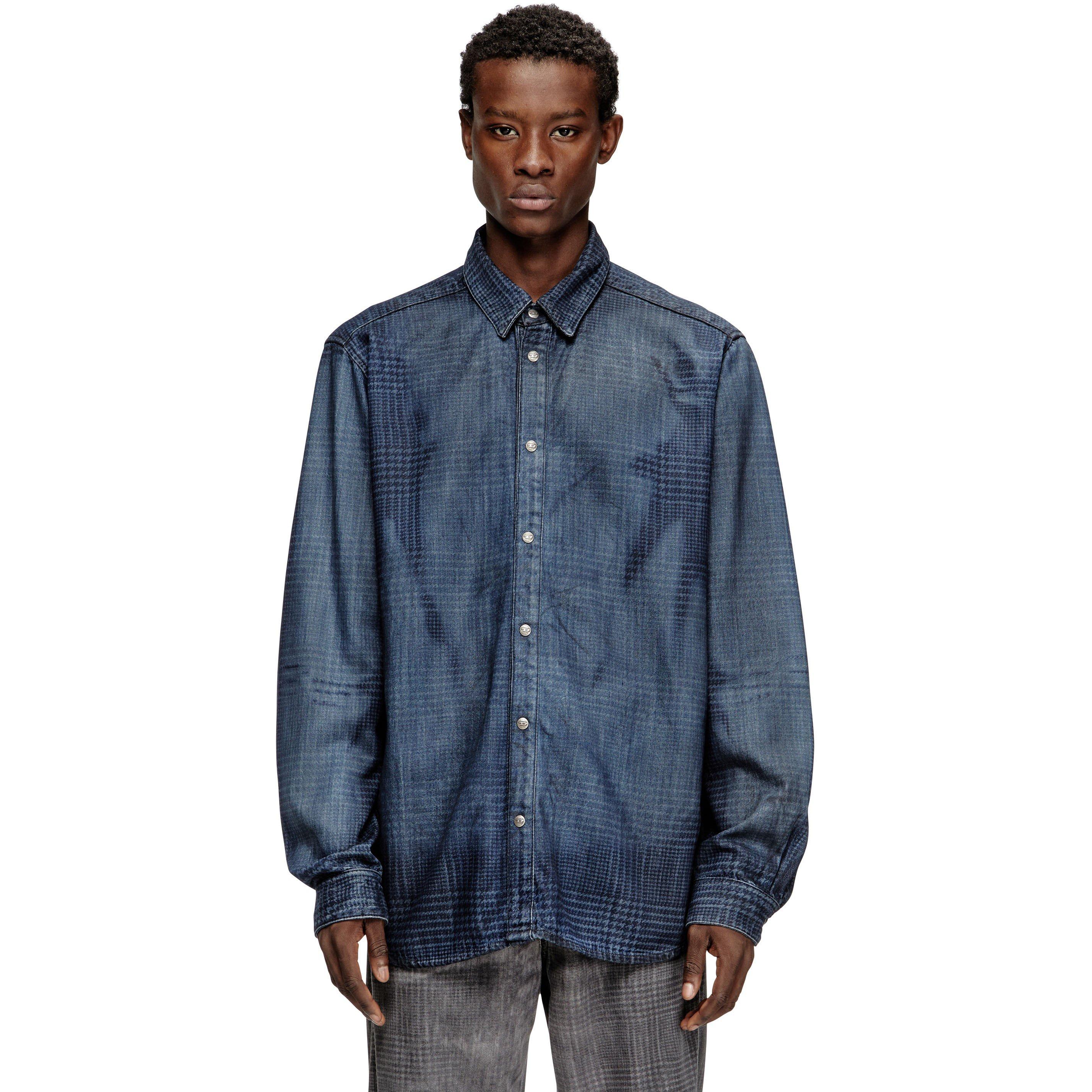 Dark Blue - Diesel - Men's Long Sleeve Denim Shirt - 1