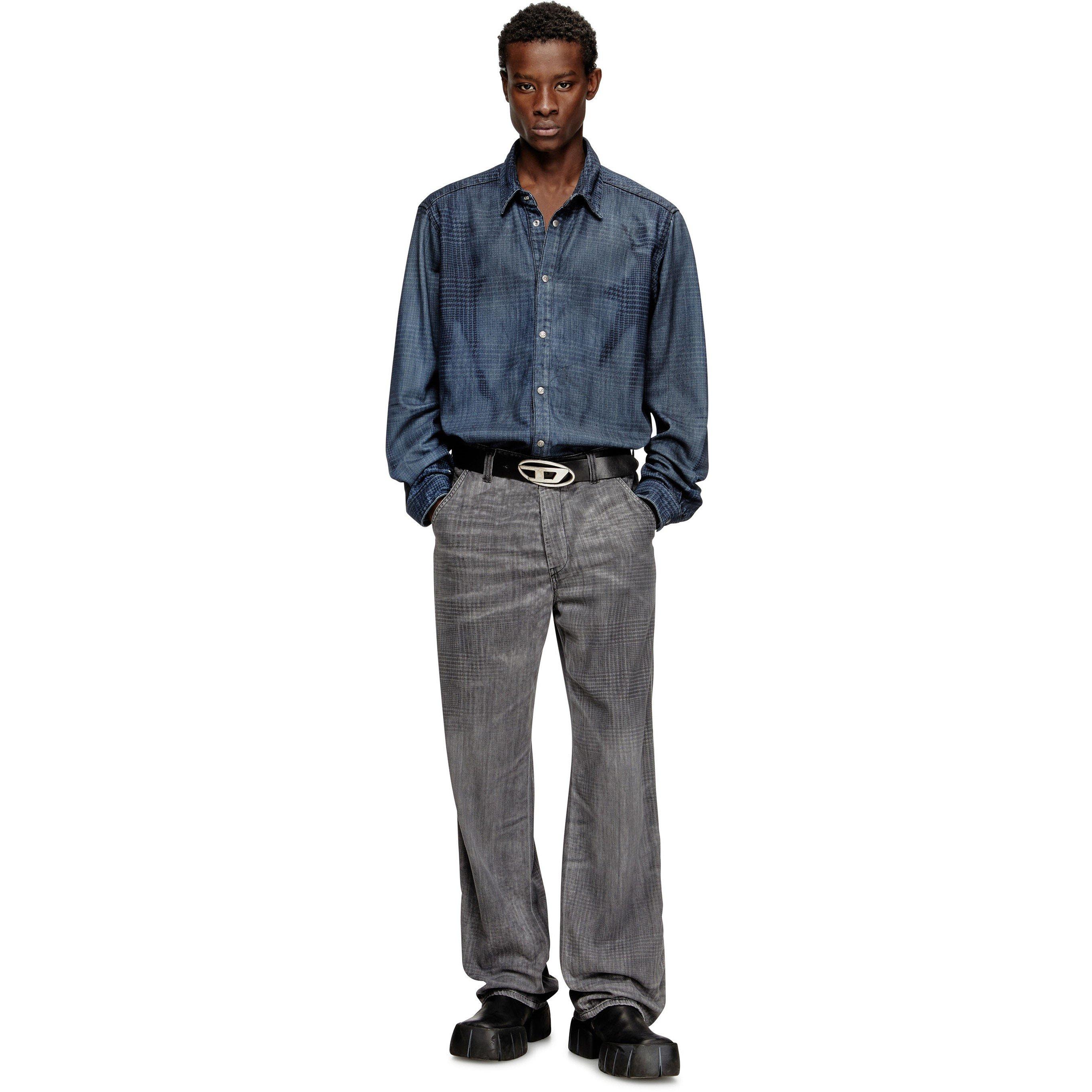 Dark Blue - Diesel - Men's Long Sleeve Denim Shirt - 3