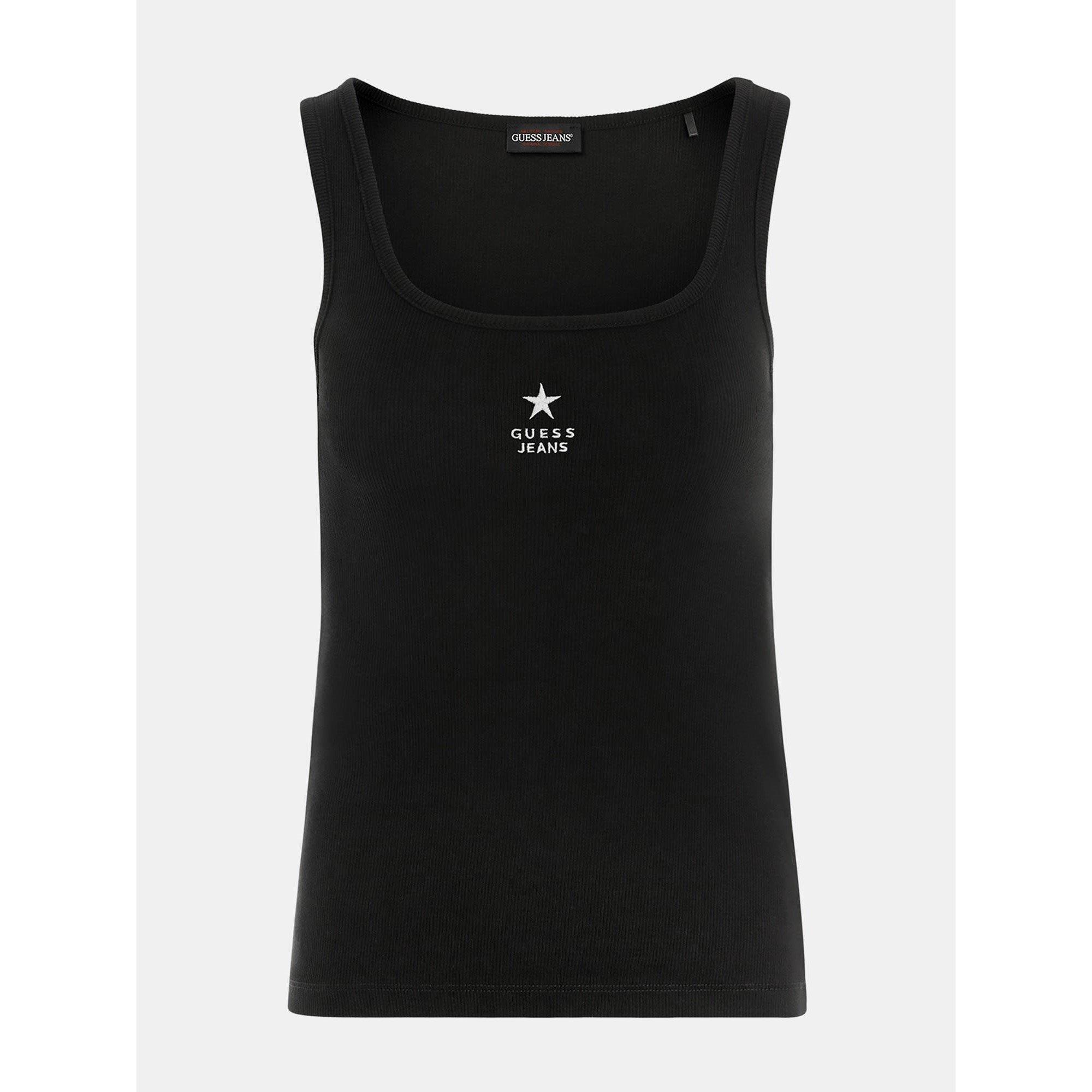 Guess Women's Embroidered Star Tank Vest - Jet Black A996 - 16 (XL)