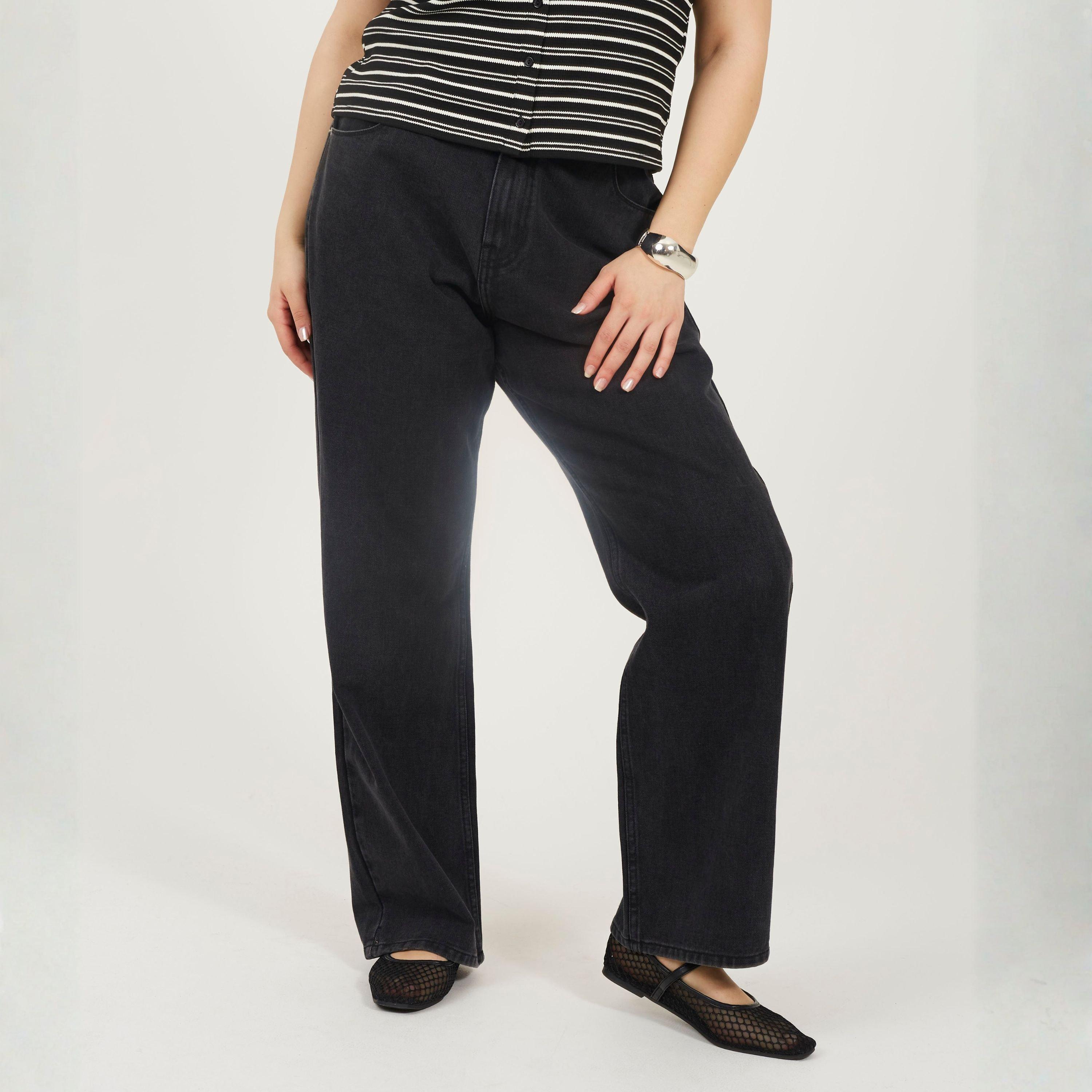 Brave Soul Women's Plus Size Jeans Wuth Turn Up Hem - Washed Black - 18 (2XL)