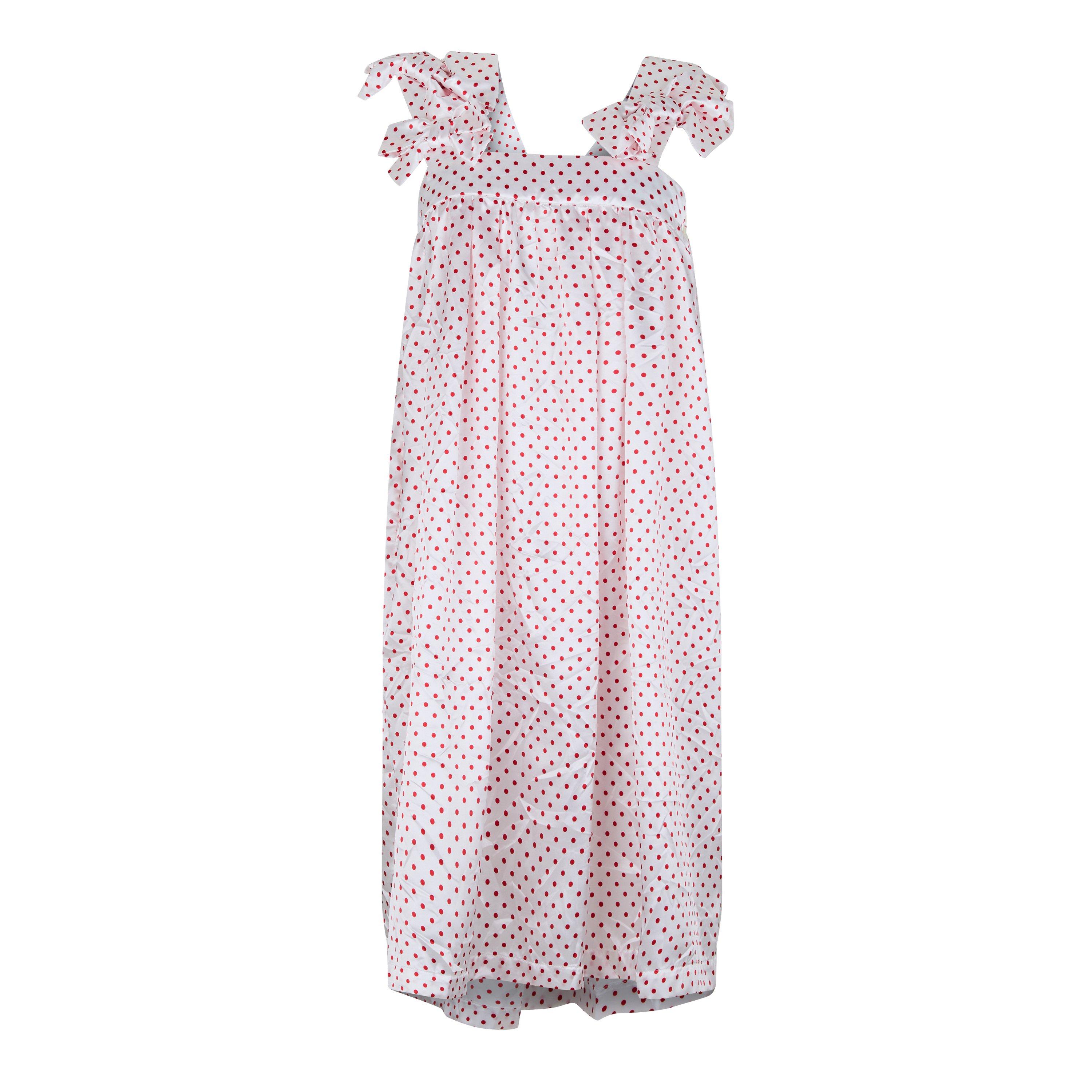 White/Red - Comme des Garcons Girl - Soft Satin Bow And Dots Dress - 5
