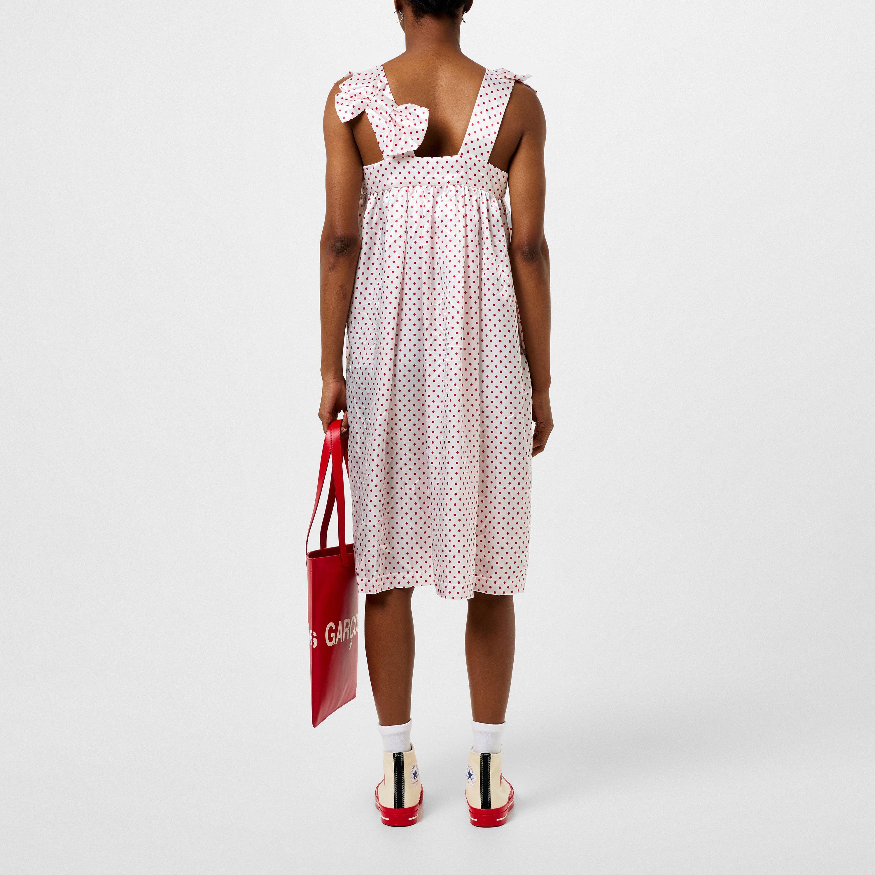 White/Red - Comme des Garcons Girl - Soft Satin Bow And Dots Dress - 3