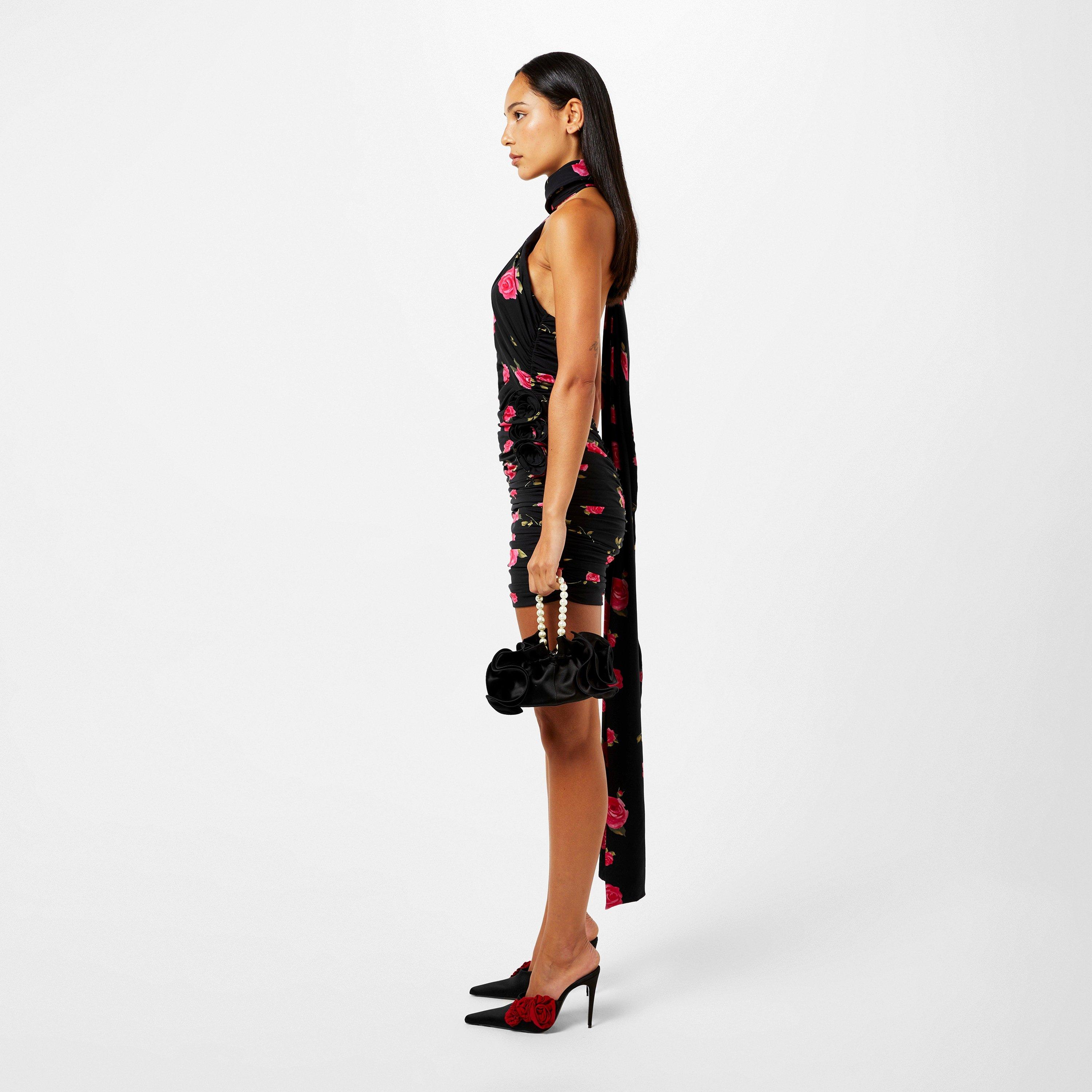 Black Print - Magda Butrym - Rose-Print Ruched Minidress - 5