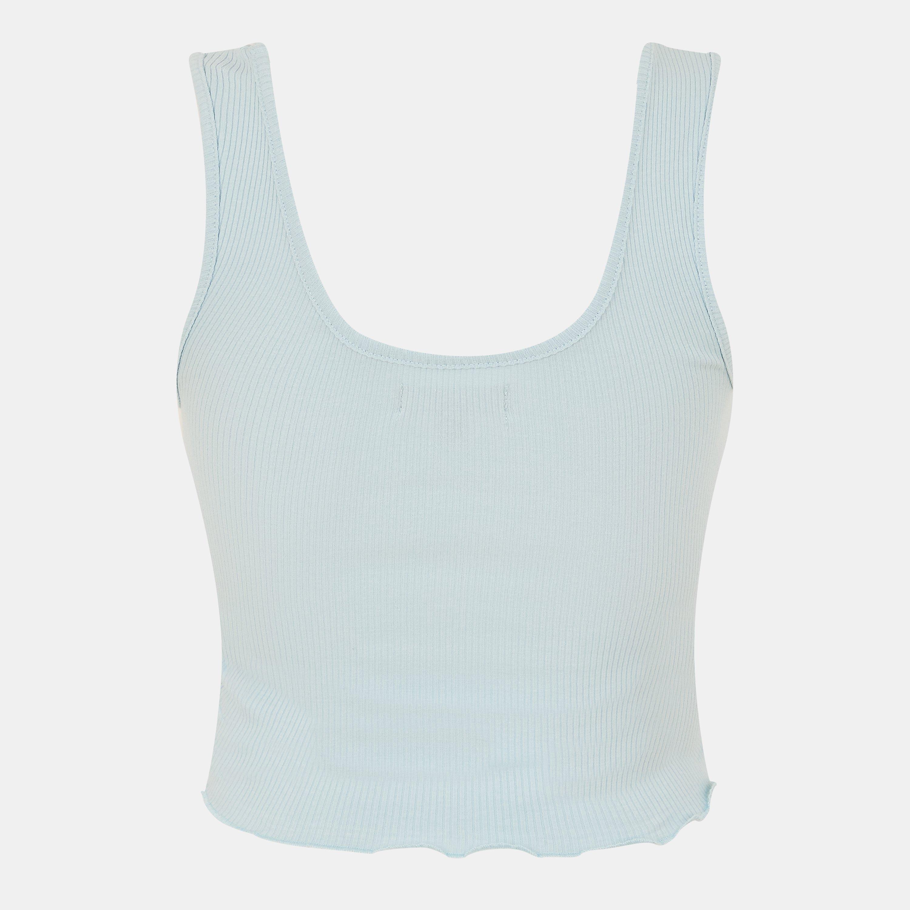Powder Blue - Brave Soul - Womens Cropped Vest with Popper Detail - 2