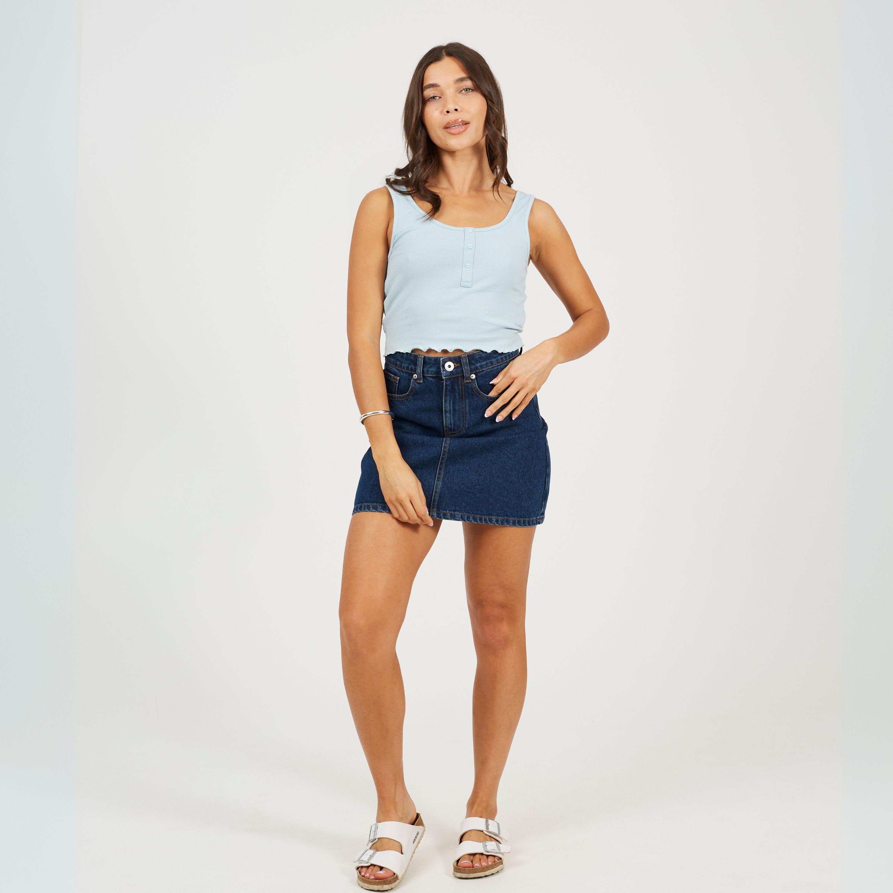 Powder Blue - Brave Soul - Womens Cropped Vest with Popper Detail - 4