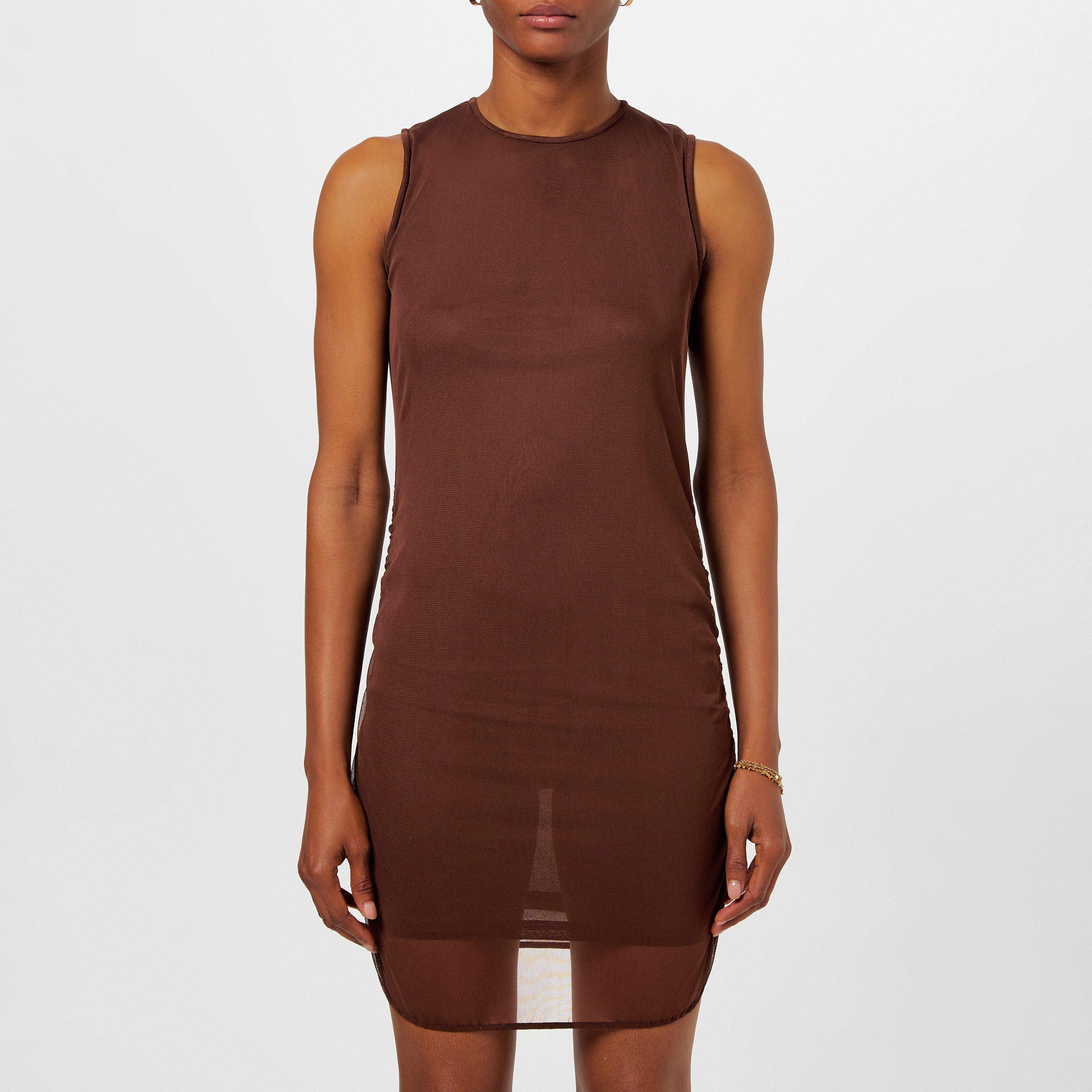 Saint Laurent Ruched Stretch-Tulle Mini Dress