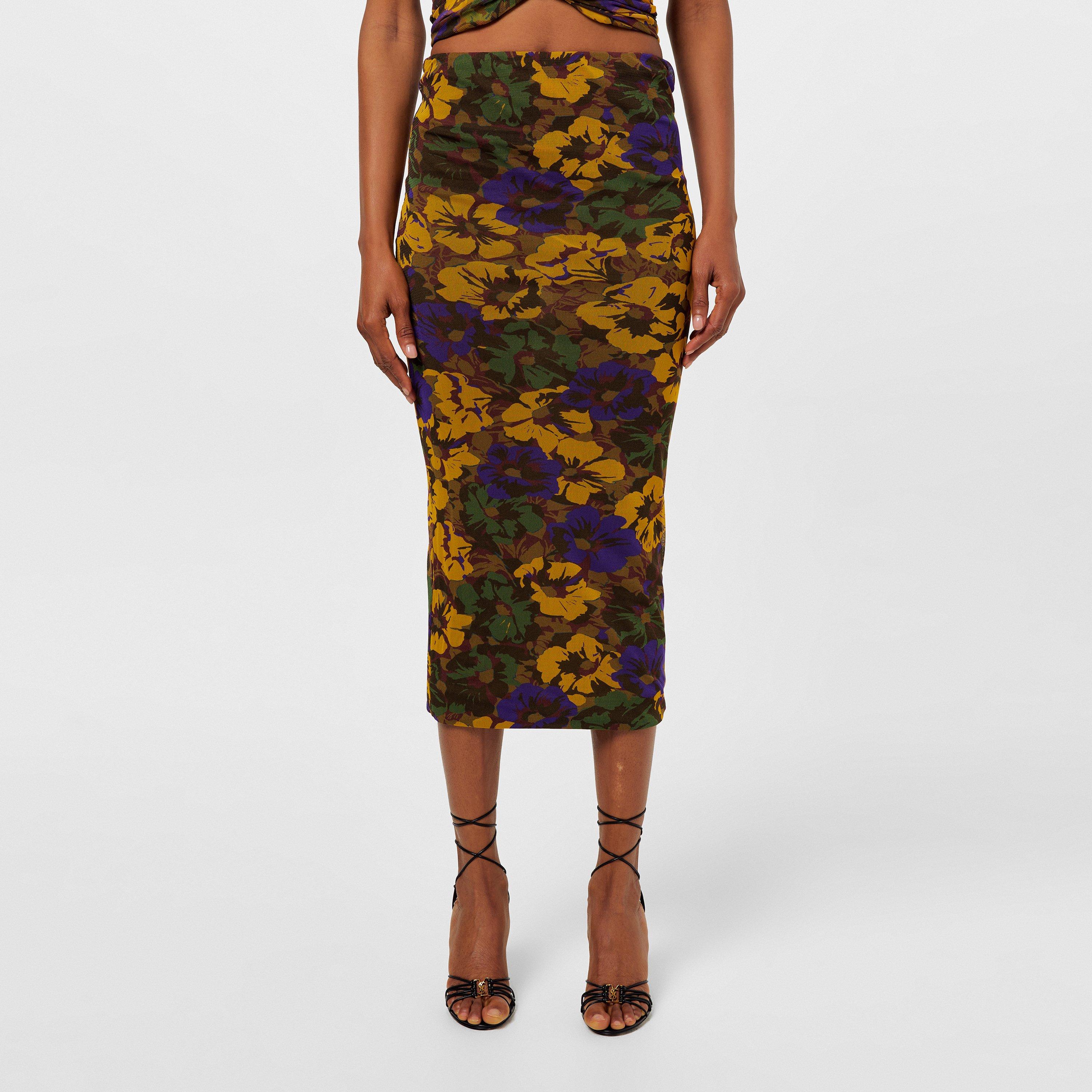 Saint Laurent Floral Print Tulle Dress