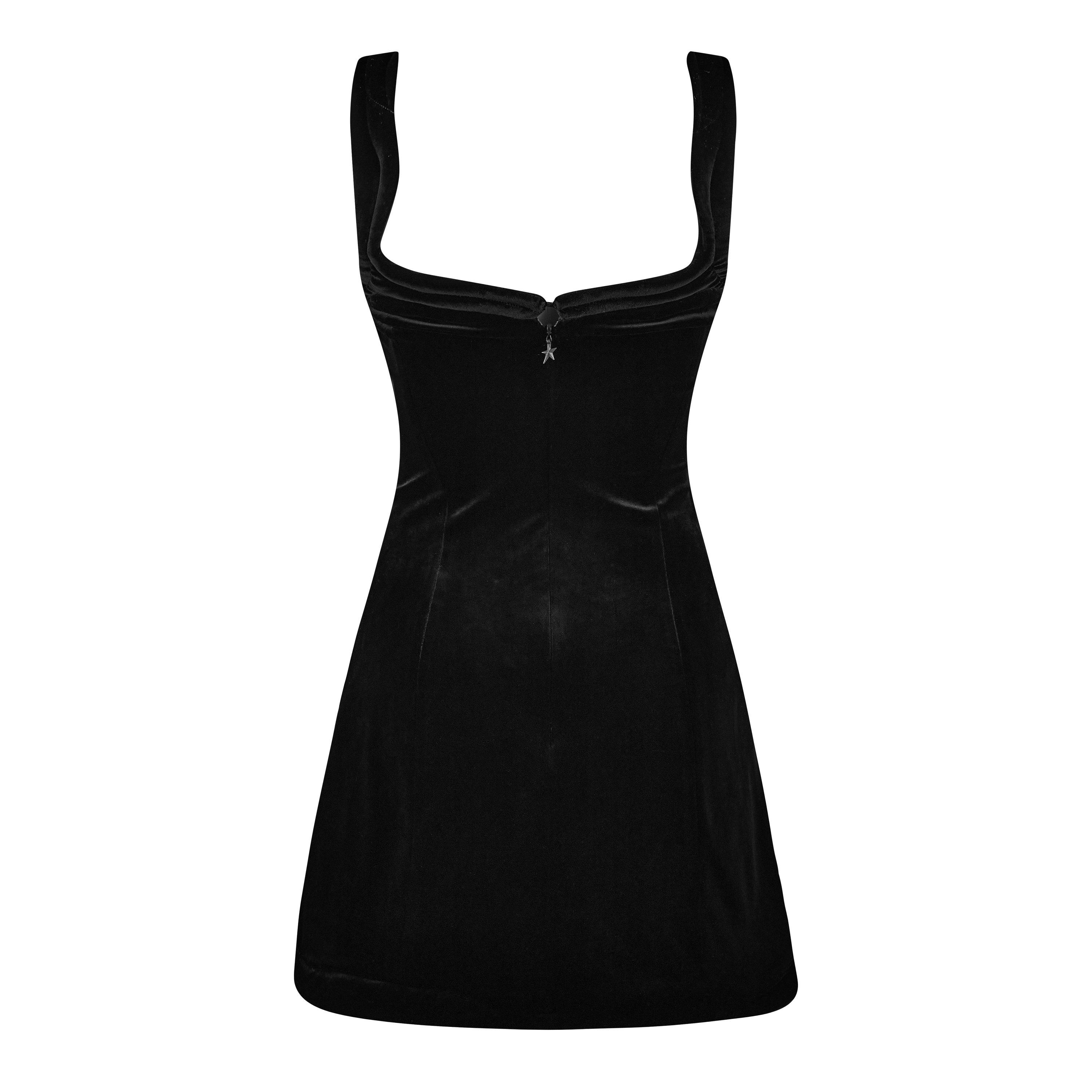 Black - Mugler - Women's Asymmetric Velvet Midi Dress - 5