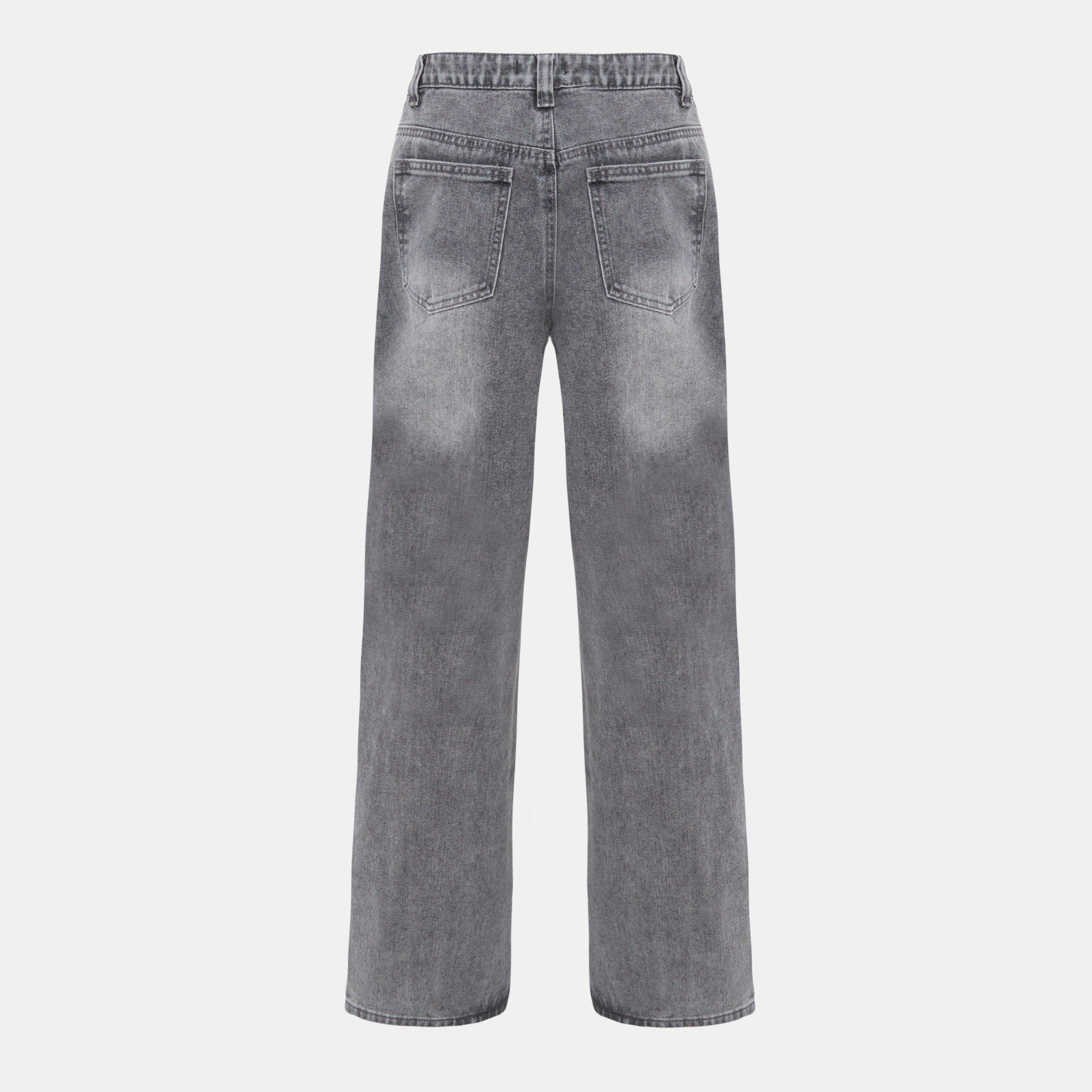 Grey - I Saw It First - Cross Detail Straight Leg Jean - 2