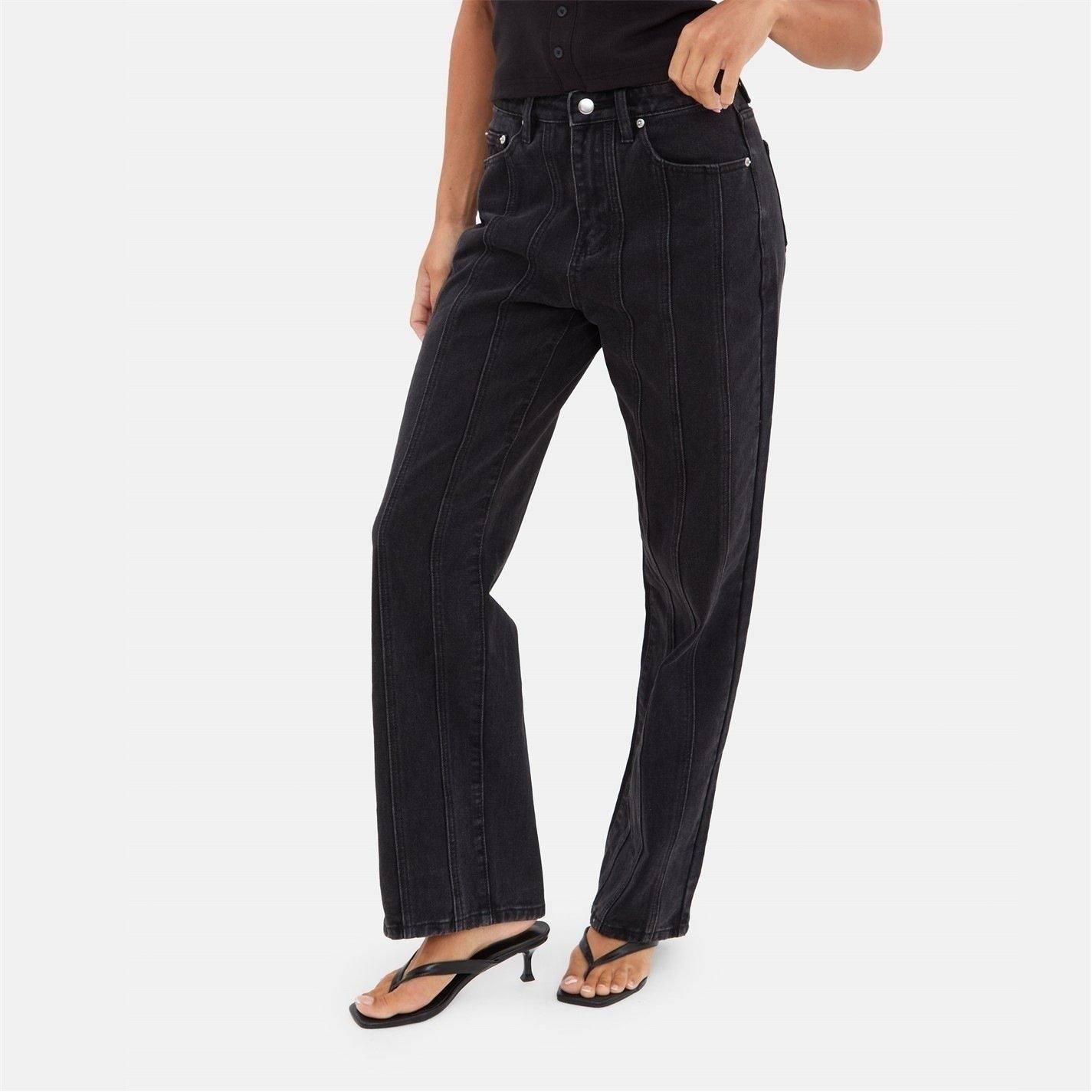 Black - I Saw It First - Seam Detail Straight Leg Jeans - 2