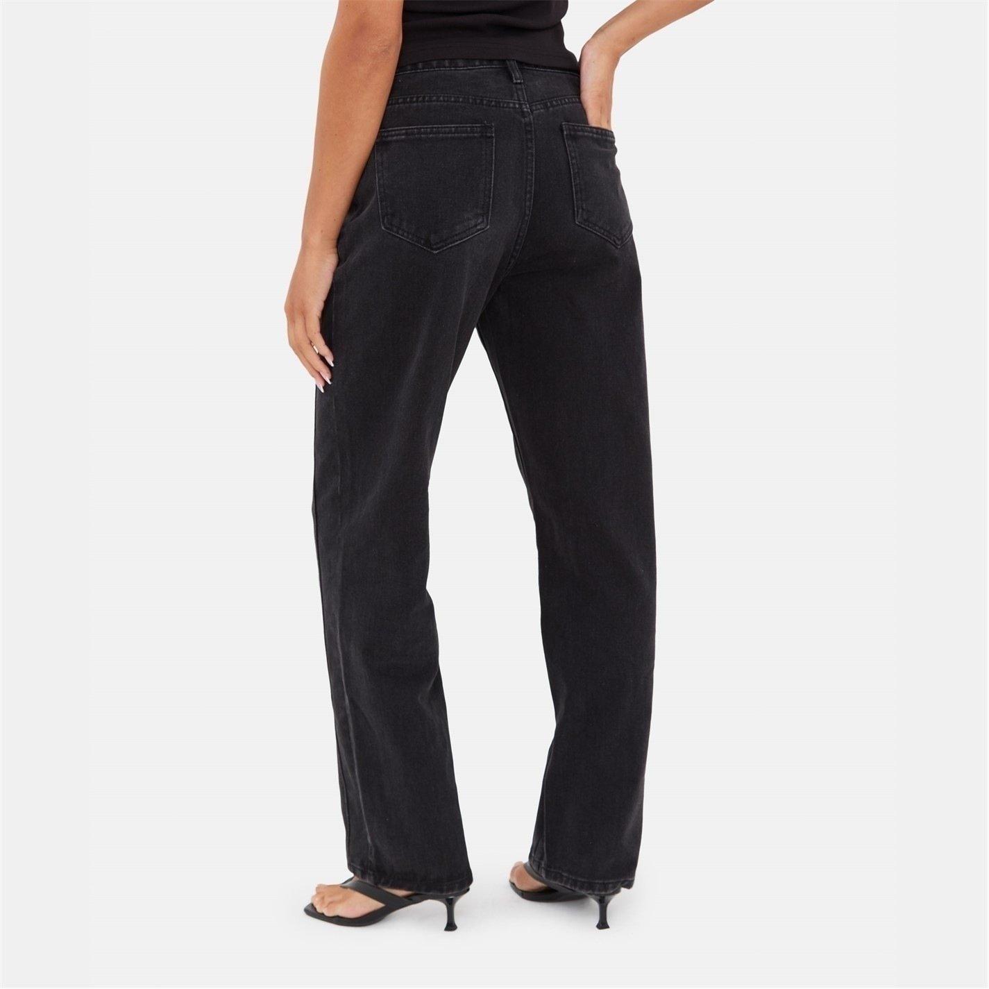 Black - I Saw It First - Seam Detail Straight Leg Jeans - 5